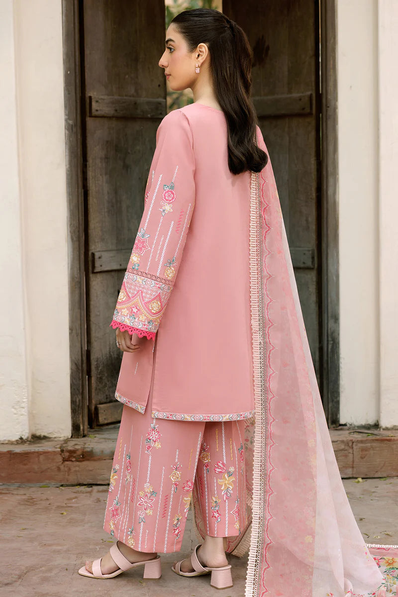 Farasha 3Pc Embroidered Lawn Suit Whisper Pink gulbuy.com