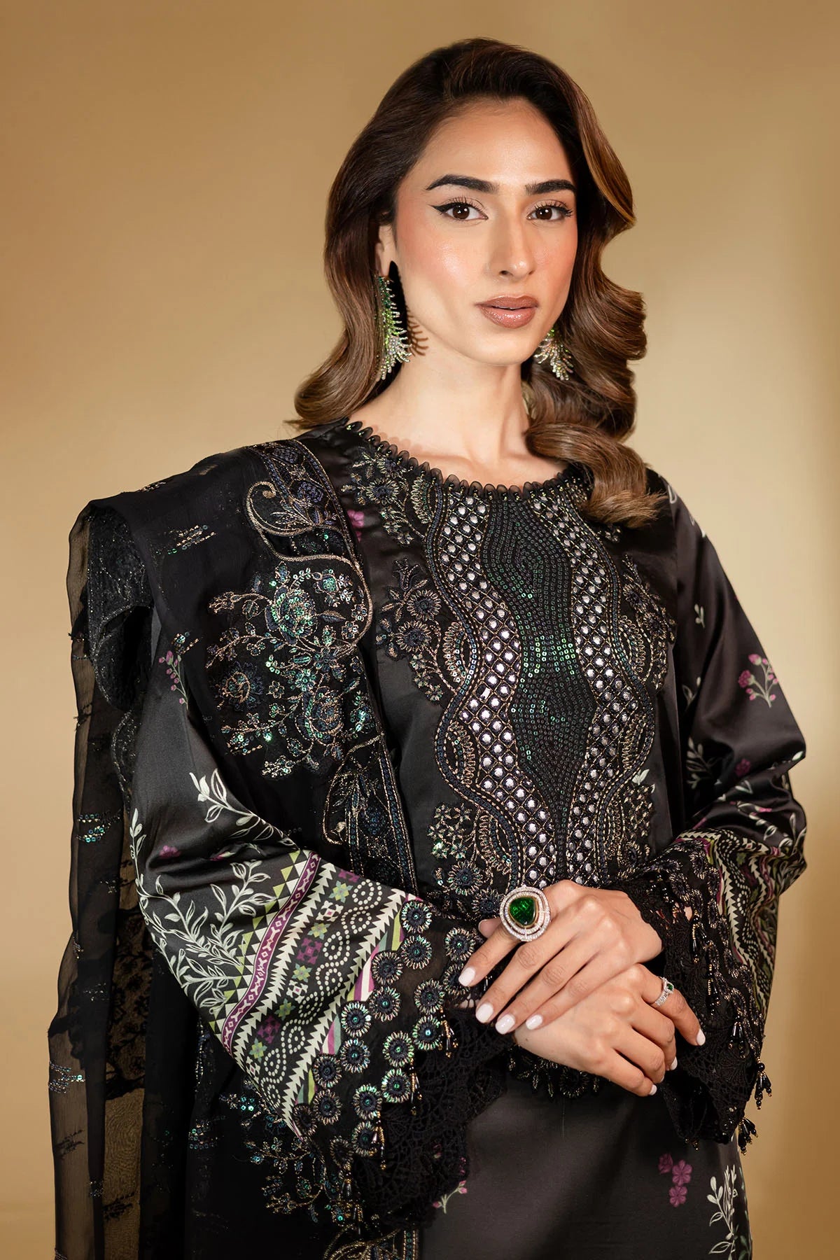 Nureh 3Pc Embroidered Silk Suit S-24 gulbuy.com