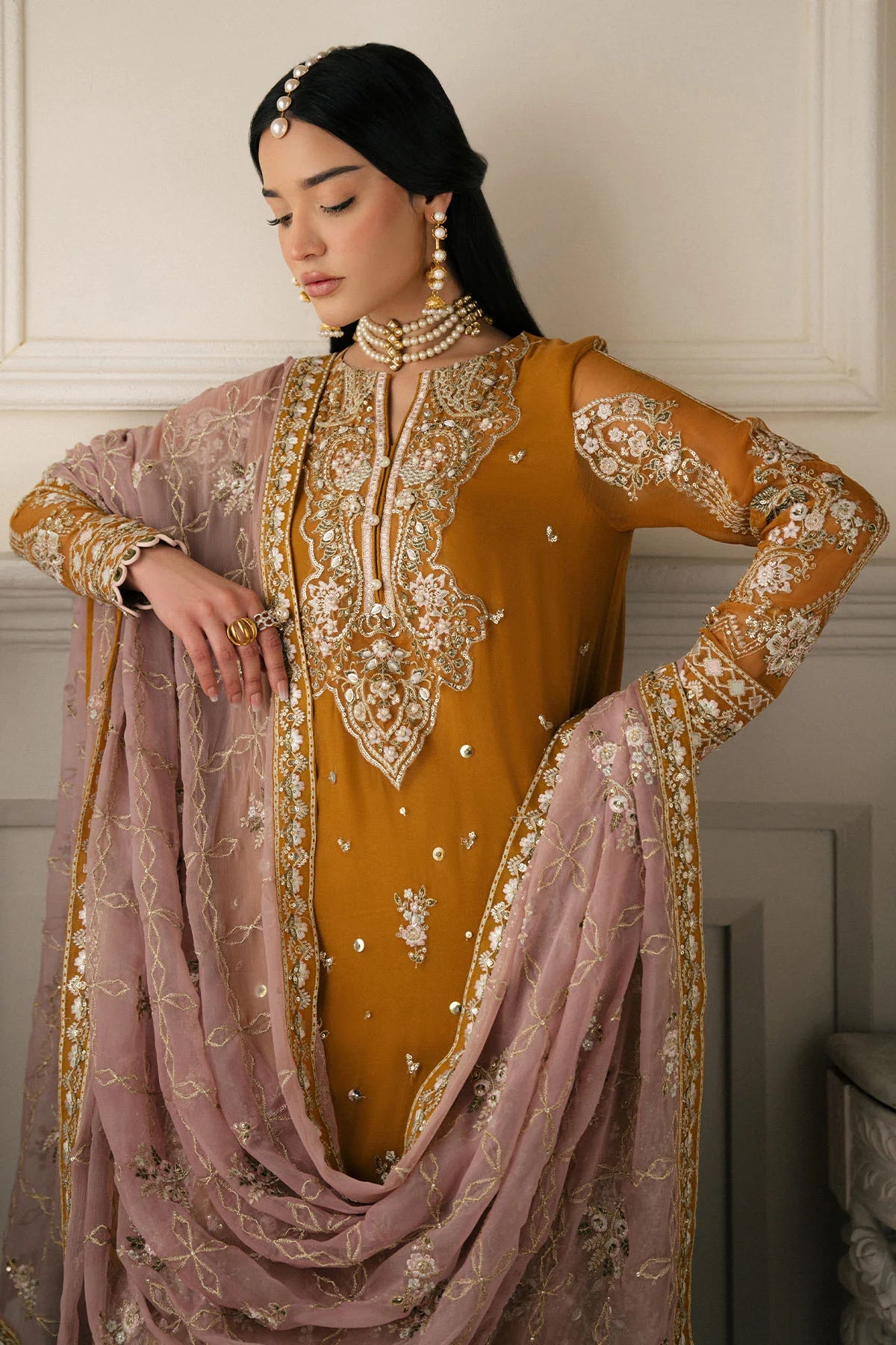 Nureh 3Pc Embroidered Chiffon Suit NEL-61 gulbuy.com