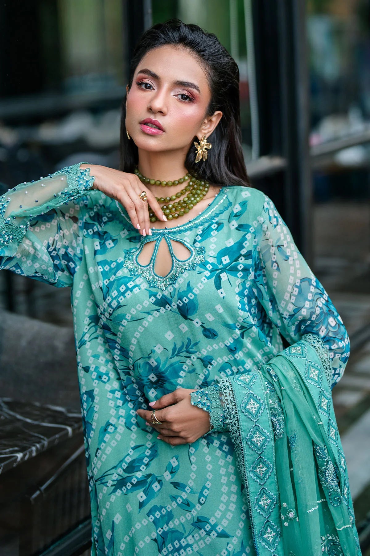 Nureh 3Pc Embroidered Chiffon Suit NU2-150 gulbuy.com