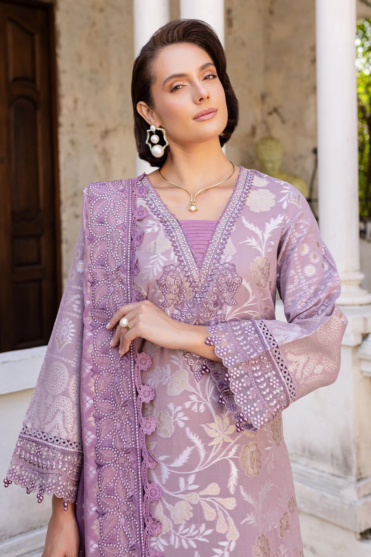 Nureh 3Pc Embroidered Jacquard Lawn Suit NE-153 gulbuy.com