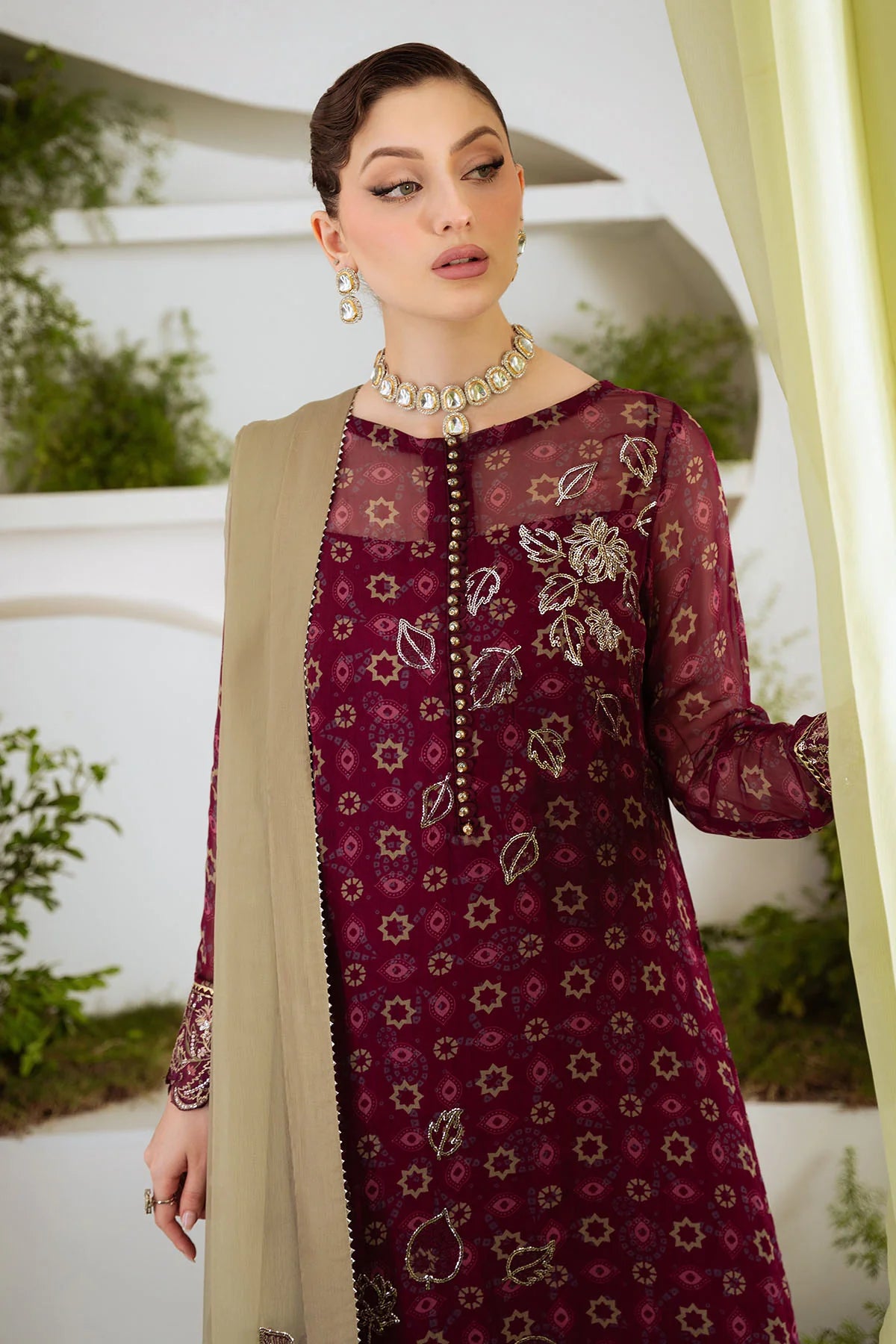 Nureh 3Pc Embroidered Chiffon Suit AM-20 gulbuy.com