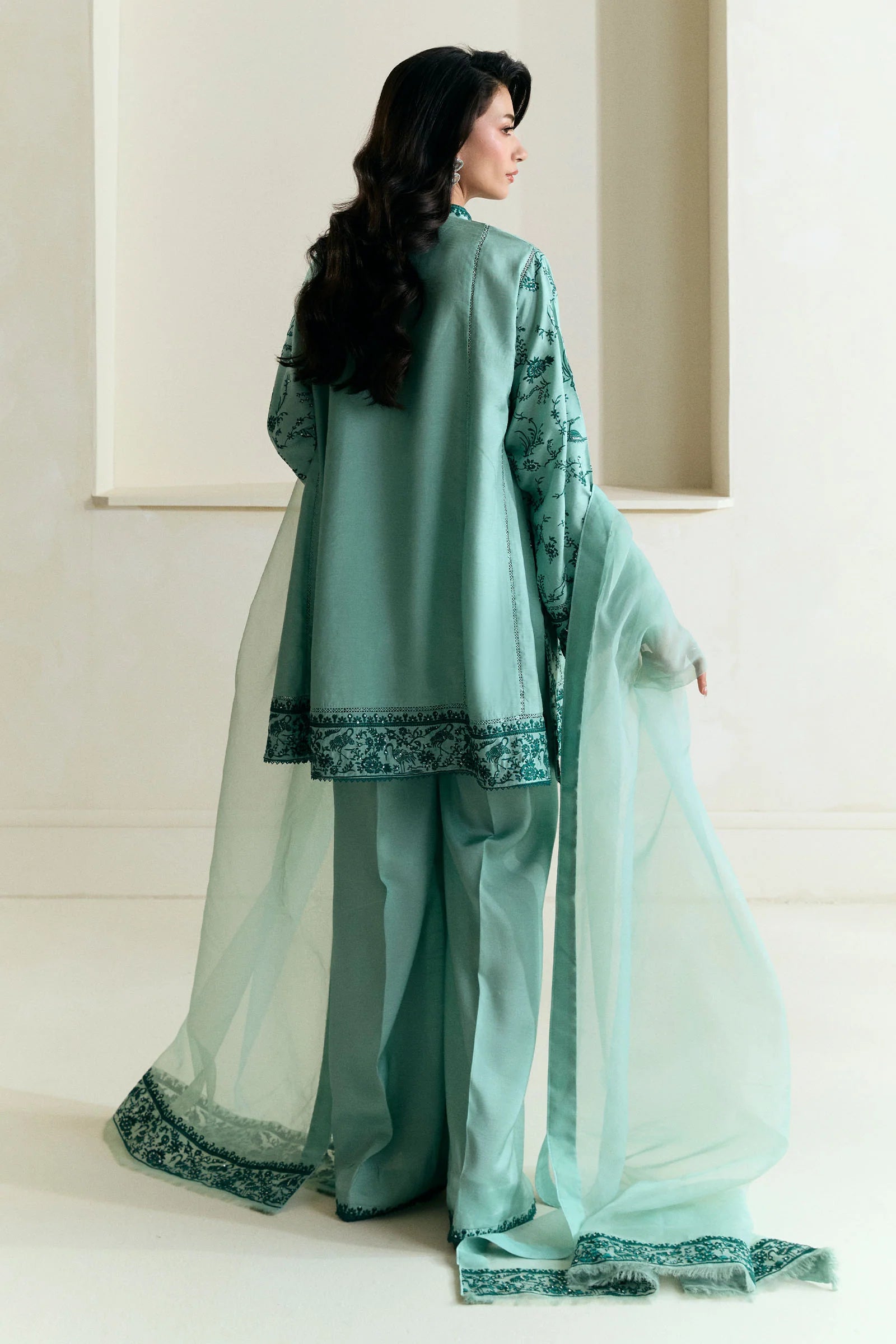 Zara Shahjahan 3Pc Embroidered Raw Silk Suit ZR25F0537 gulbuy.com