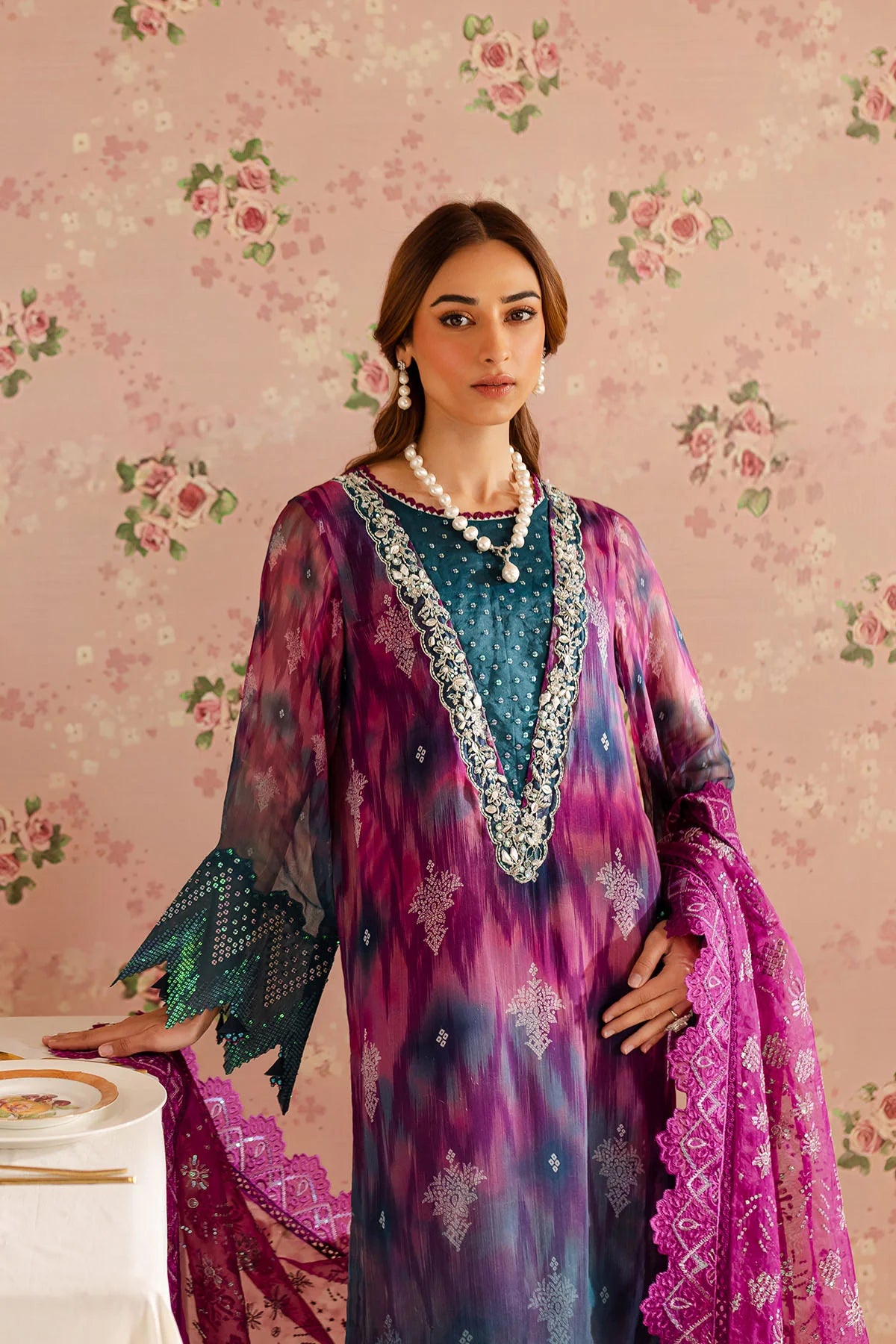 Nureh 3Pc Embroidered Chiffon Suit NU2-159 gulbuy.com