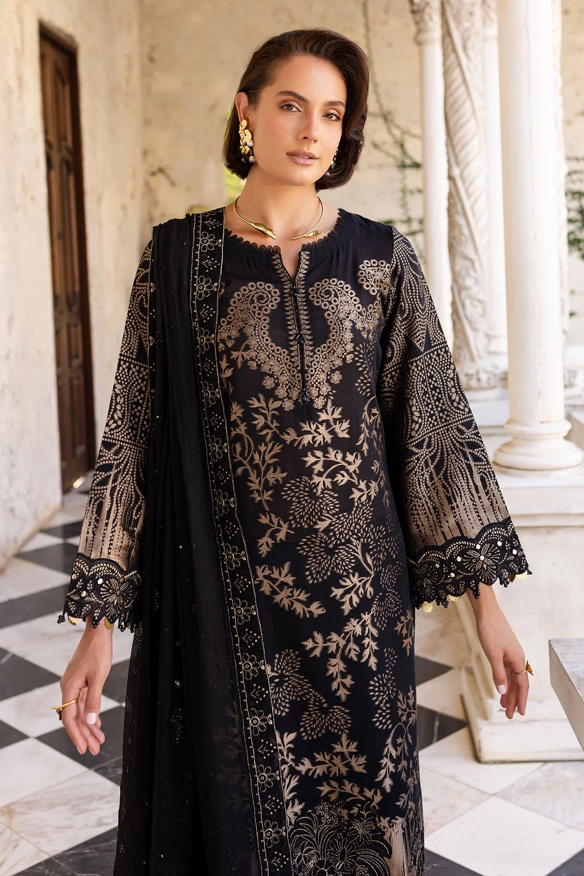 Nureh 3Pc Embroidered Jacquard Lawn Suit NE-156 gulbuy.com