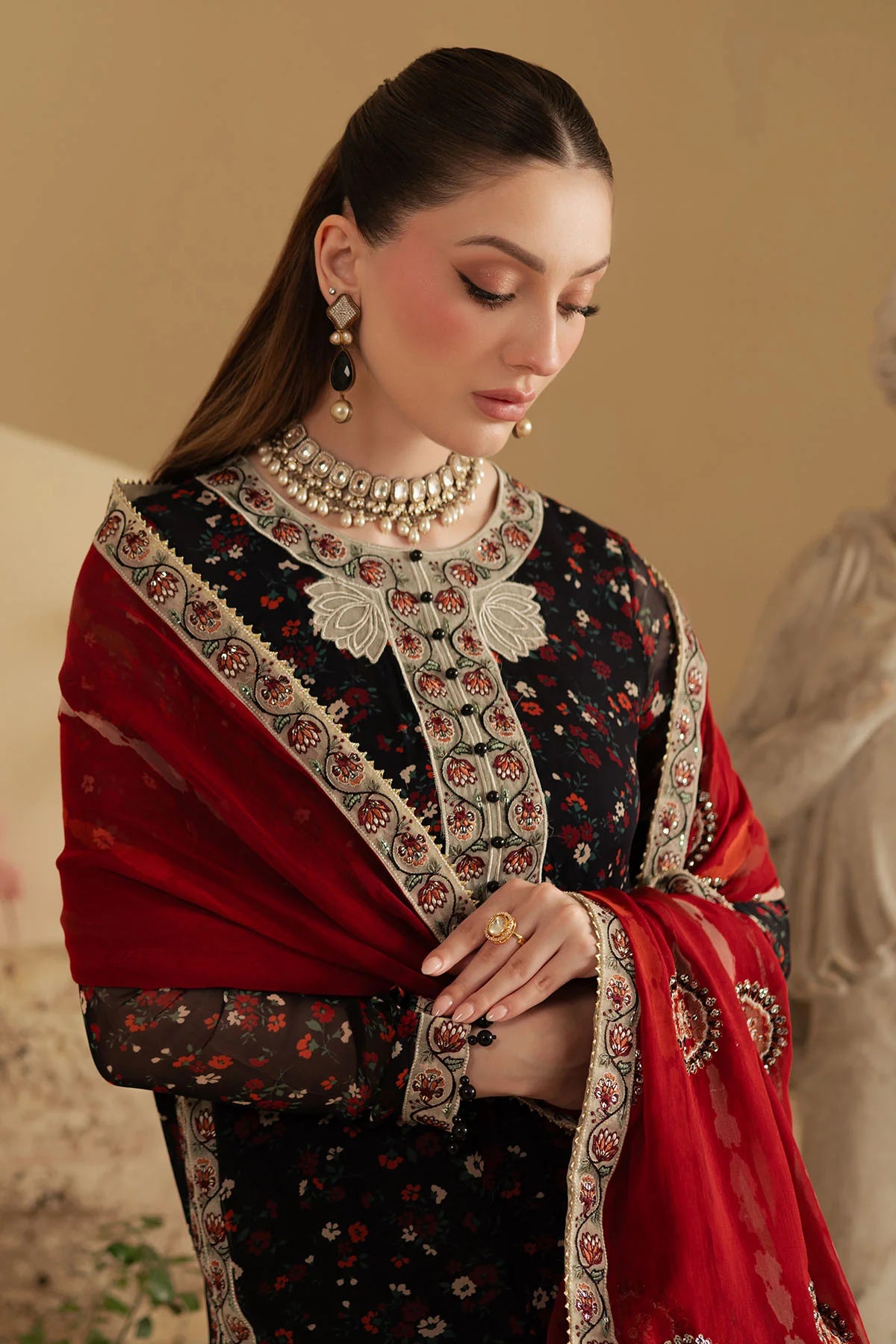 Nureh 3Pc Embroidered Chiffon Suit AM-18 gulbuy.com