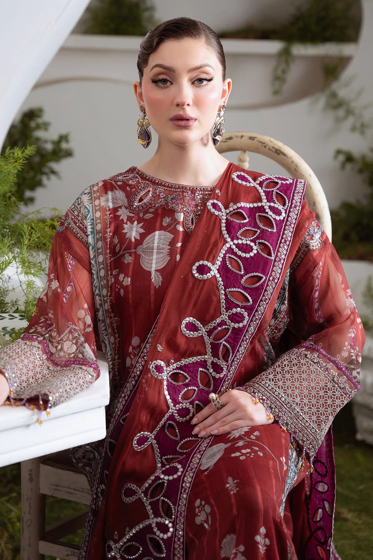 Nureh 3Pc Embroidered Chiffon Suit AM-24 gulbuy.com