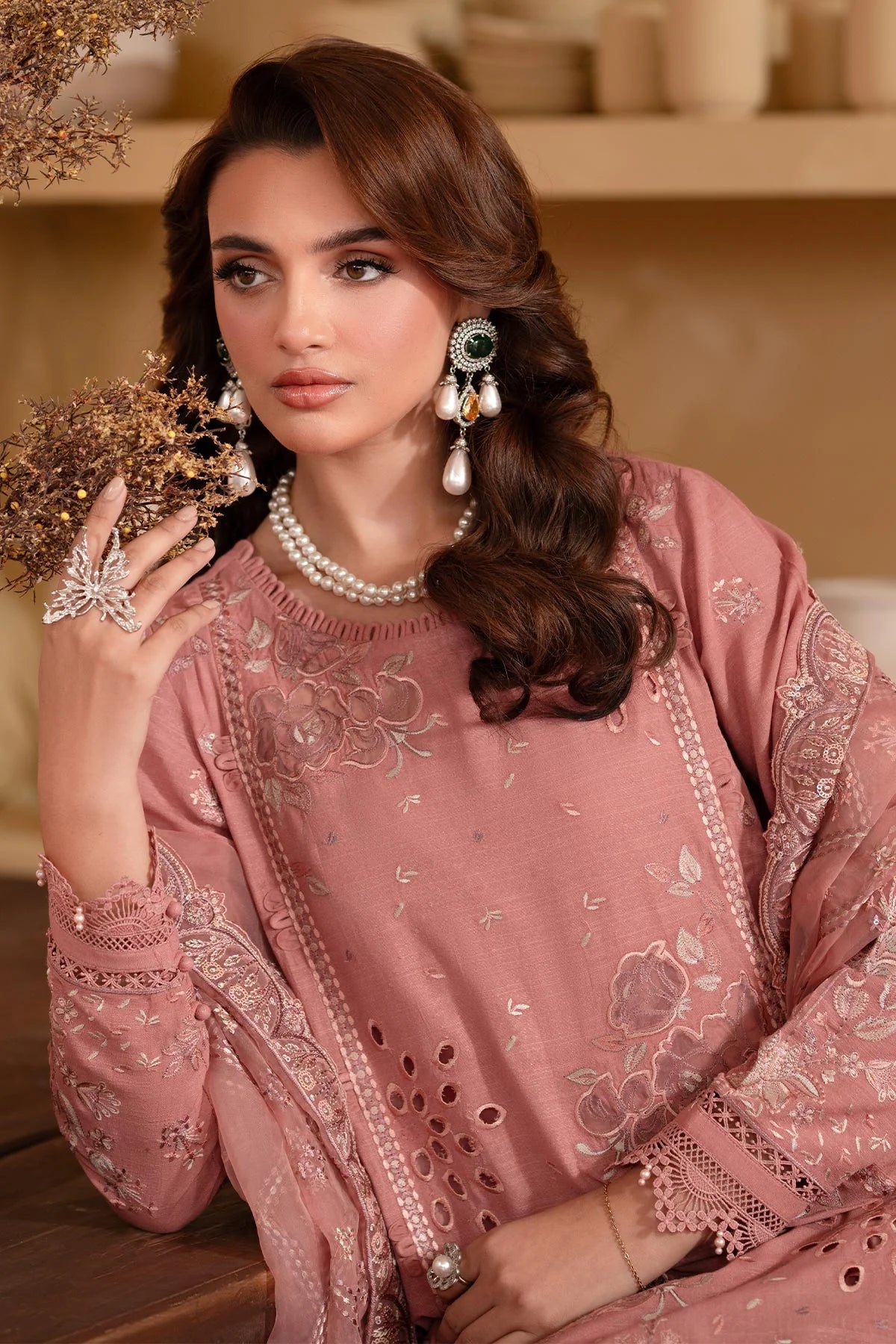 Nureh 3Pc Embroidered Karandi Suit NE-130 gulbuy.com