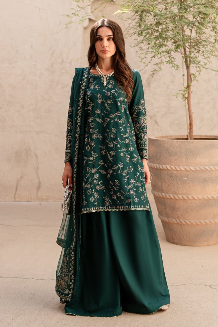 Batik 3Pc Embroidered Khaddar Dress Aura Teal gulbuy.com