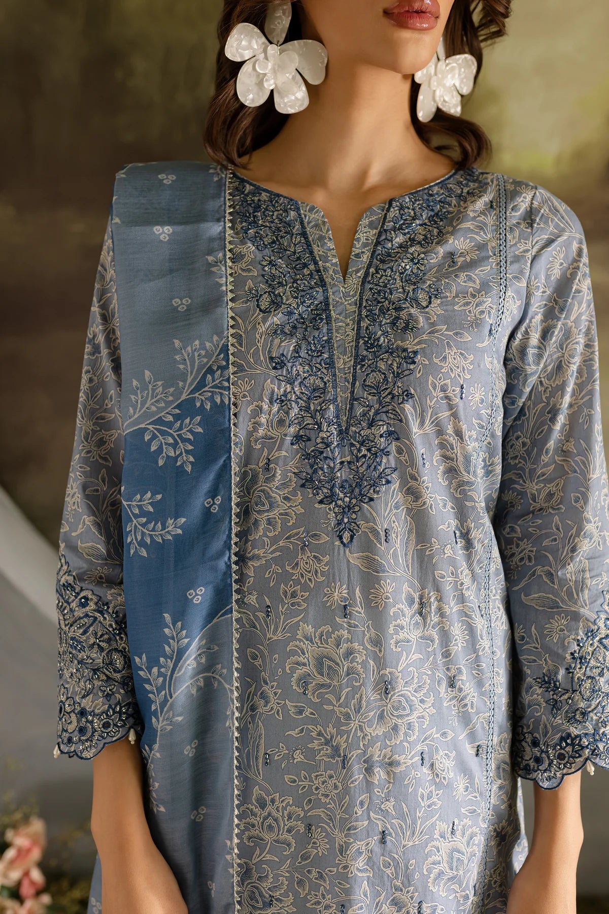 Batik 3Pc Embroidered Lawn Suit Ayla Blue