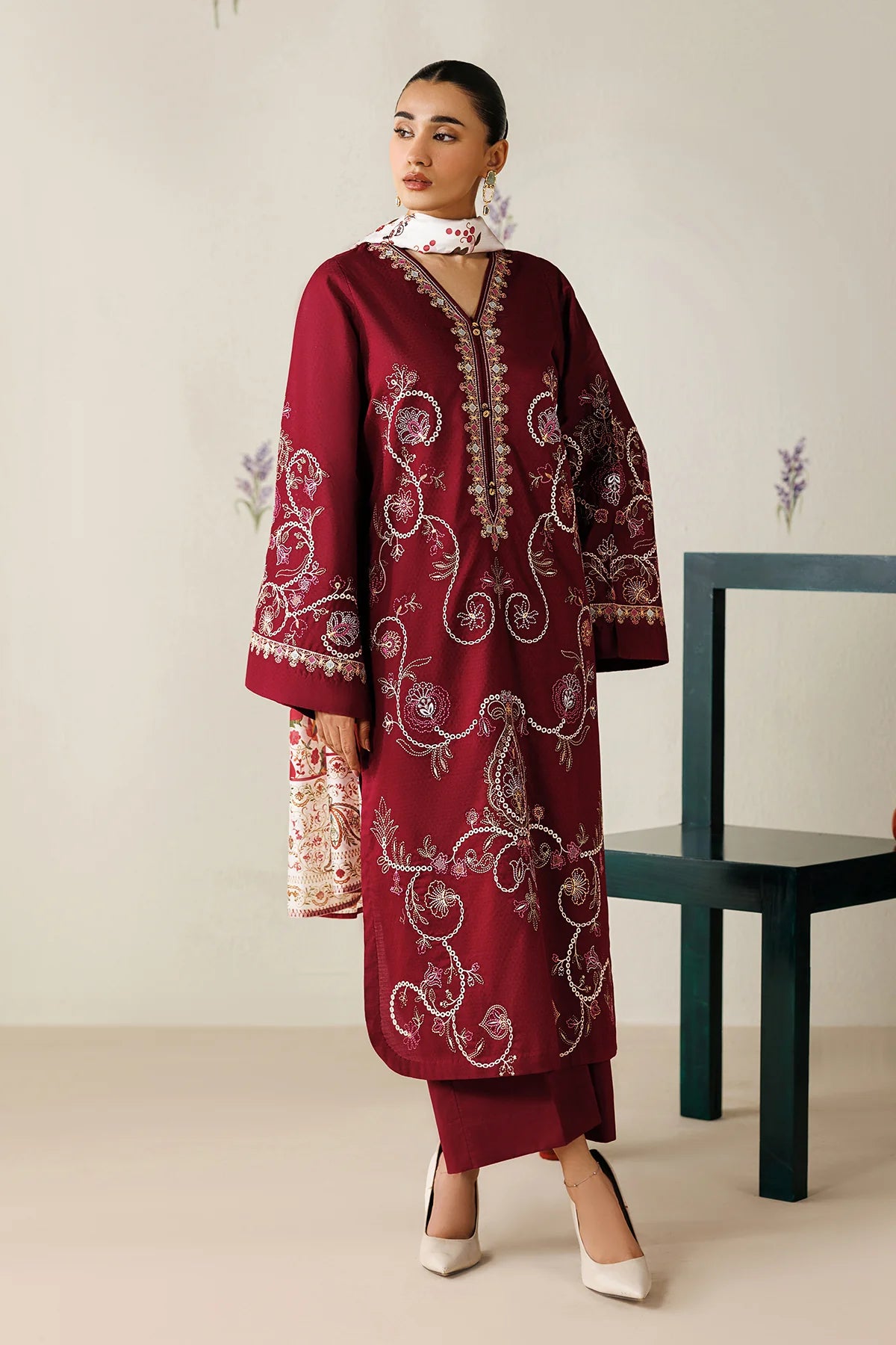 Baroque 3Pc  Embroidered Jacquard Suit PR-1264