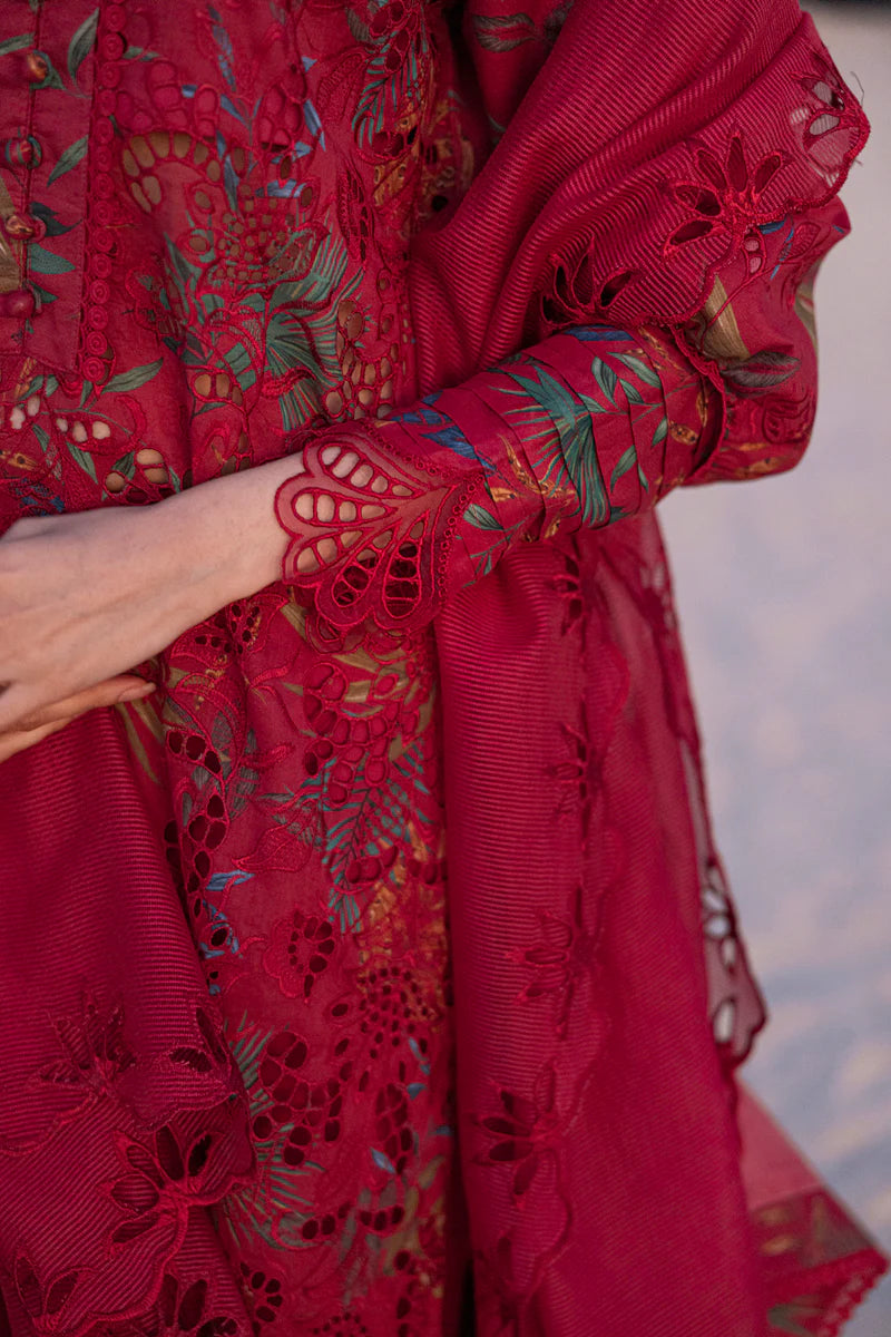 Rang Rasiya 3Pc Embroidered Lawn Suit Scarlet gulbuy.com