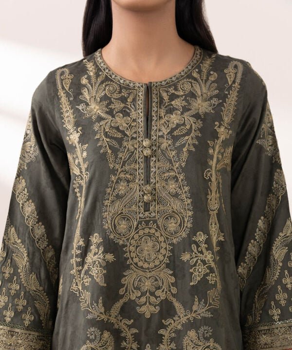 Sapphire 3Pc Embroidered Jacquard Suit 3PRSTE25V36S gulbuy.com