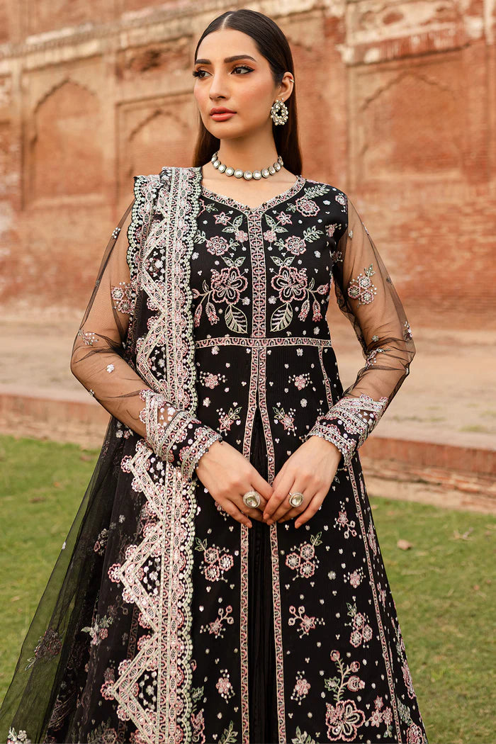Farasha 3Pc Embroidered Net Suit Black Regal gulbuy.com
