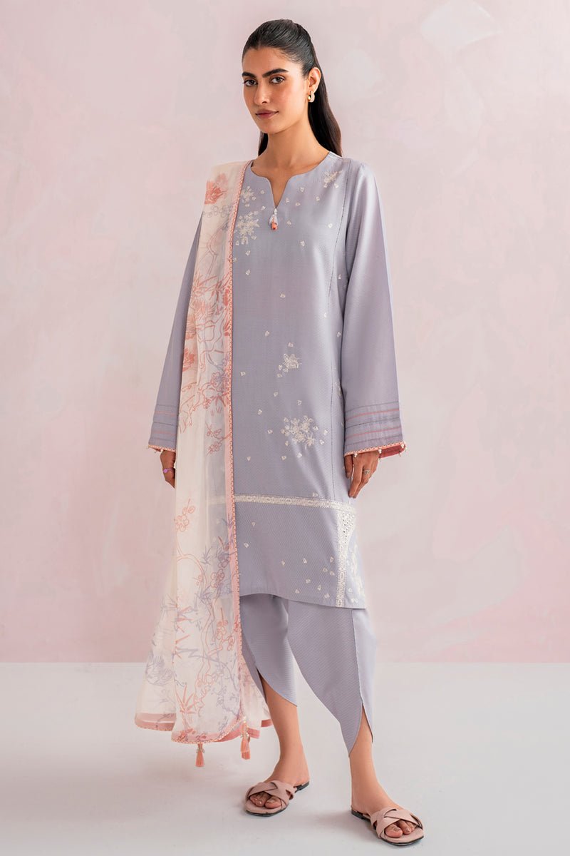 JAZMIN 3 PIECE EMBROIDERED DOBBY LAWN SUIT (USE-9096)