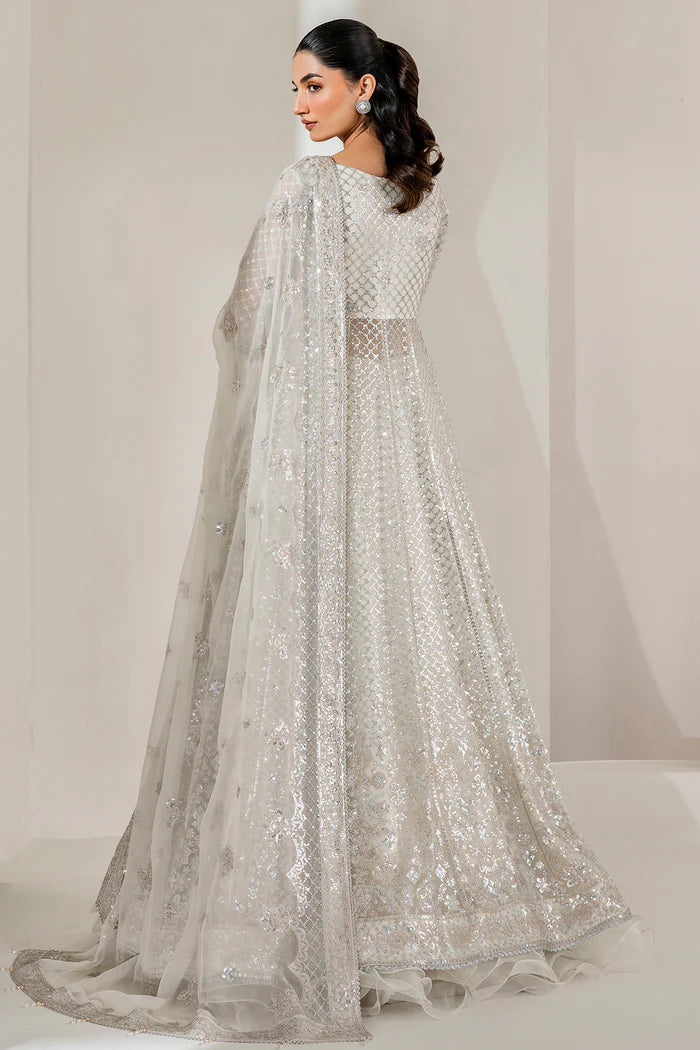 Farasha 3Pc Embroidered Chiffon Suit Pearl gulbuy.com