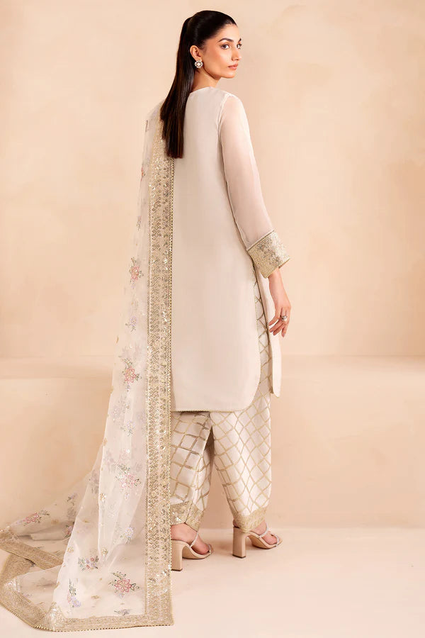 Farasha 3Pc Embroidered Chiffon Suit Serene gulbuy.com