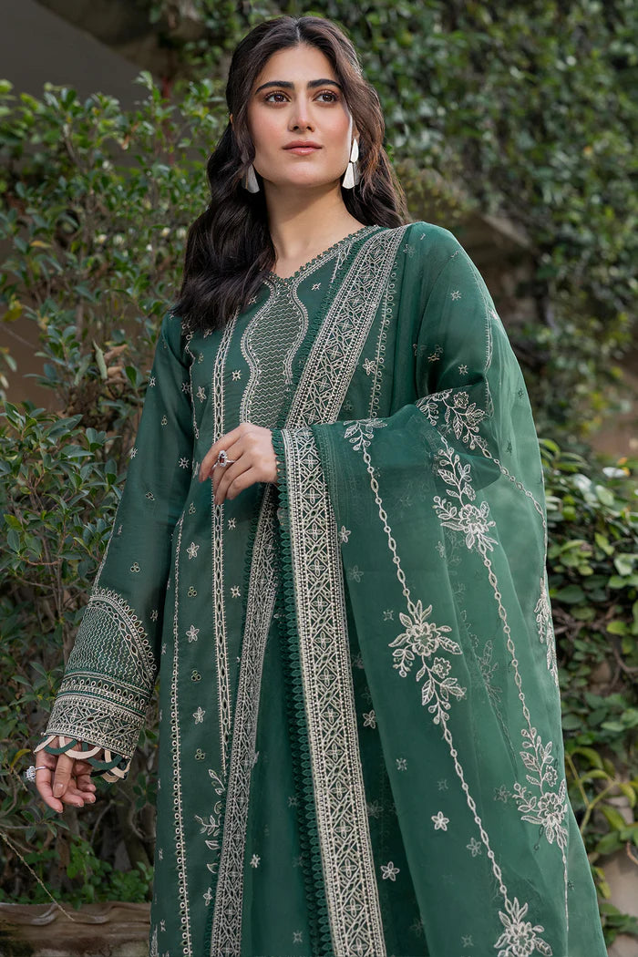 Farasha 3Pc Embroidered Lawn Suit Emerlad Eve gulbuy.com