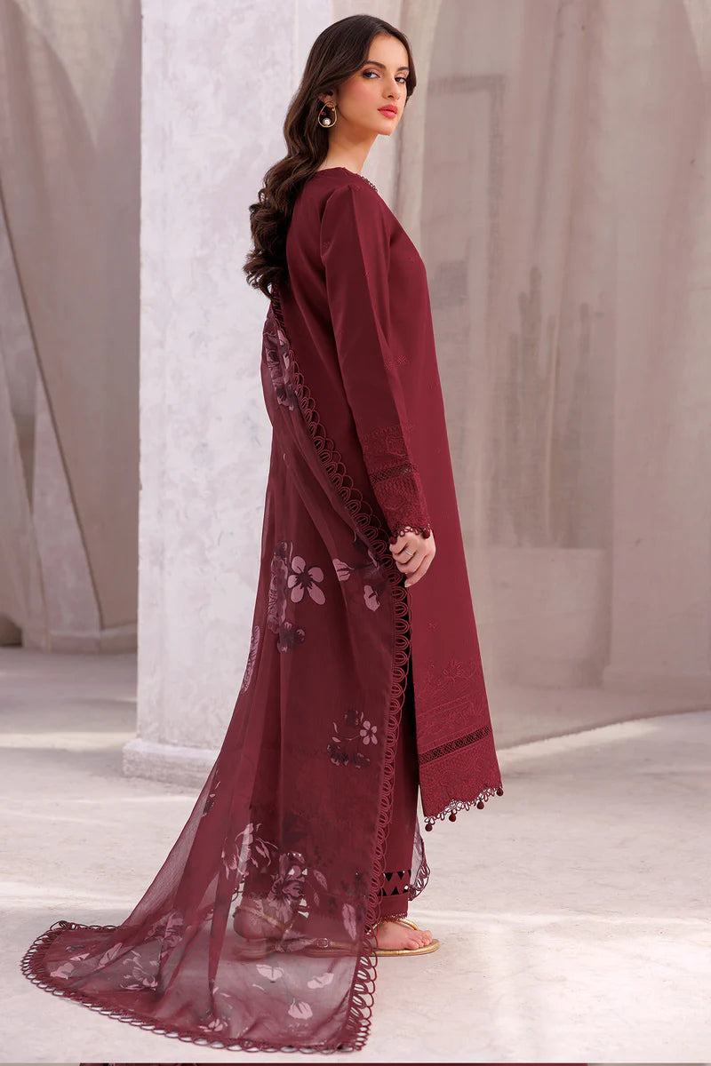 Farasha 3Pc Embroidered Lawn Suit Regal Orchid gulbuy.com