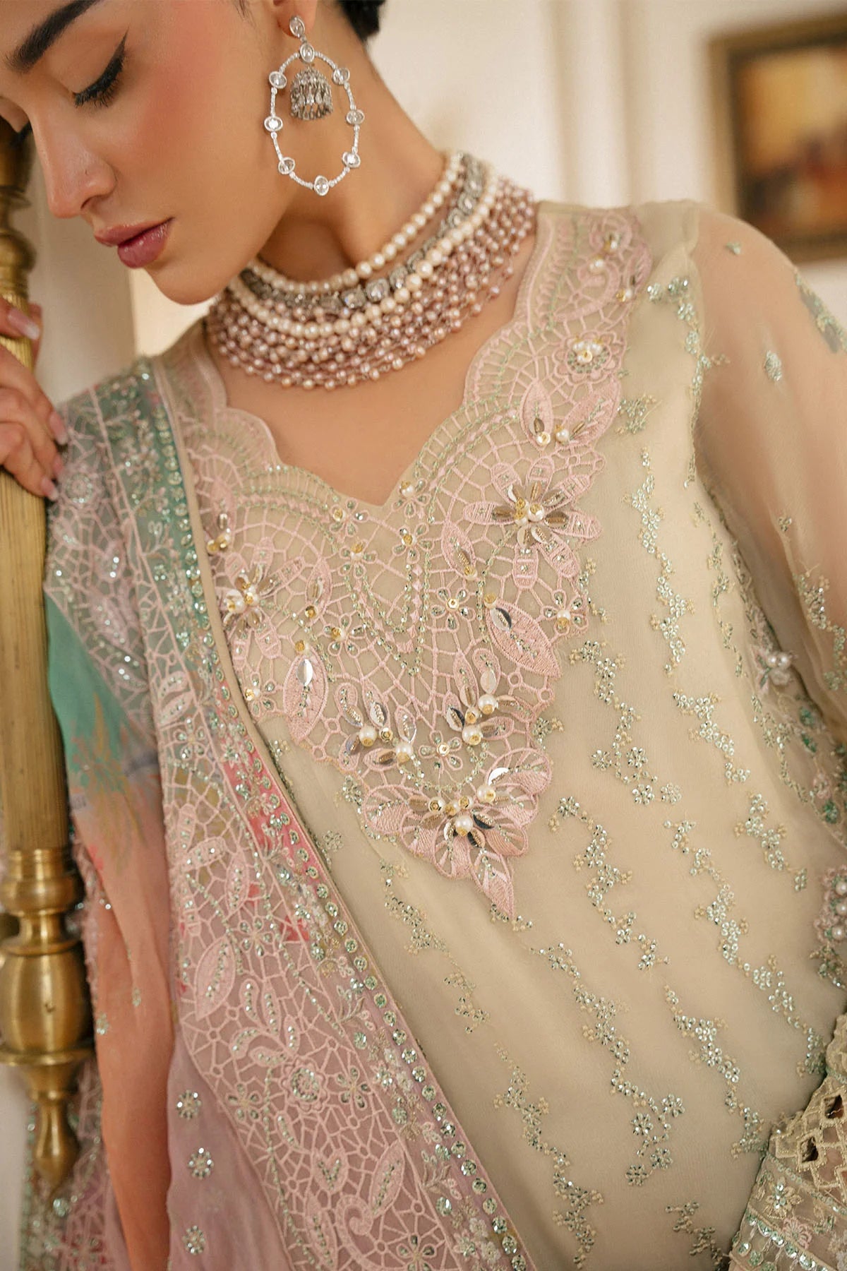 Nureh 3Pc Embroidered Chiffon Suit NEL-63 gulbuy.com