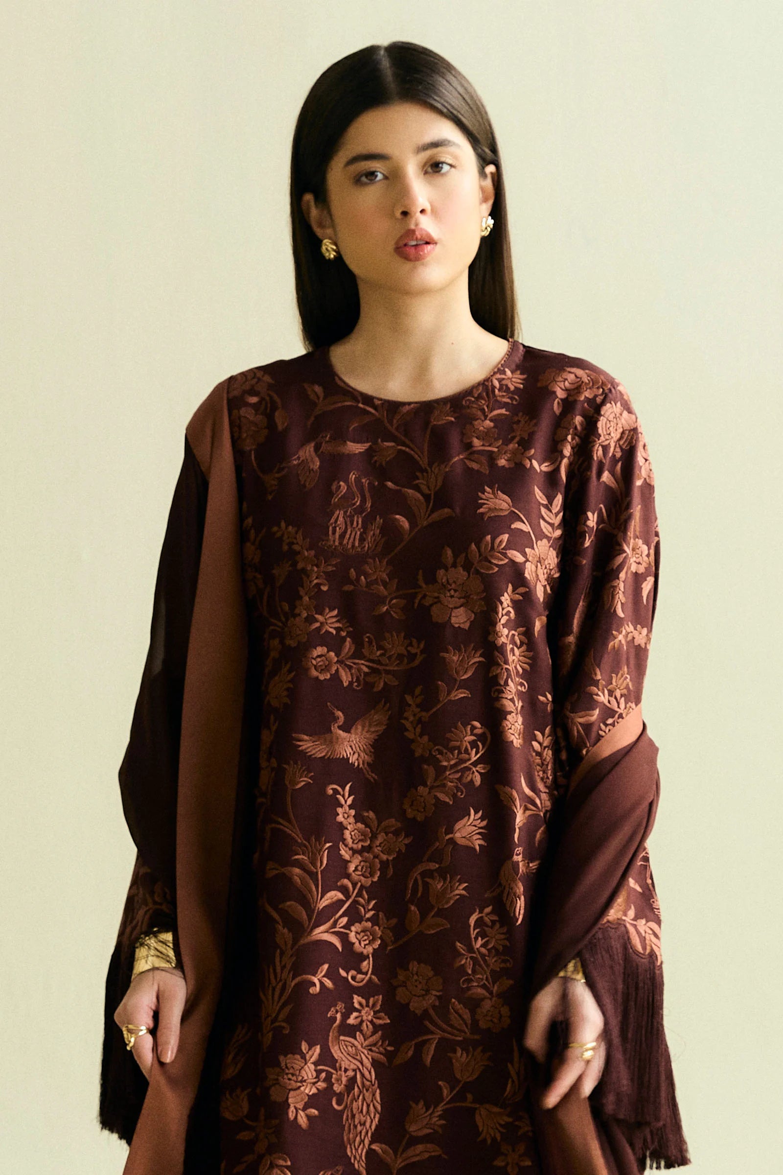 Zara Shahjahan 3Pc Embroidered Raw silk?Suit ZR25F0219