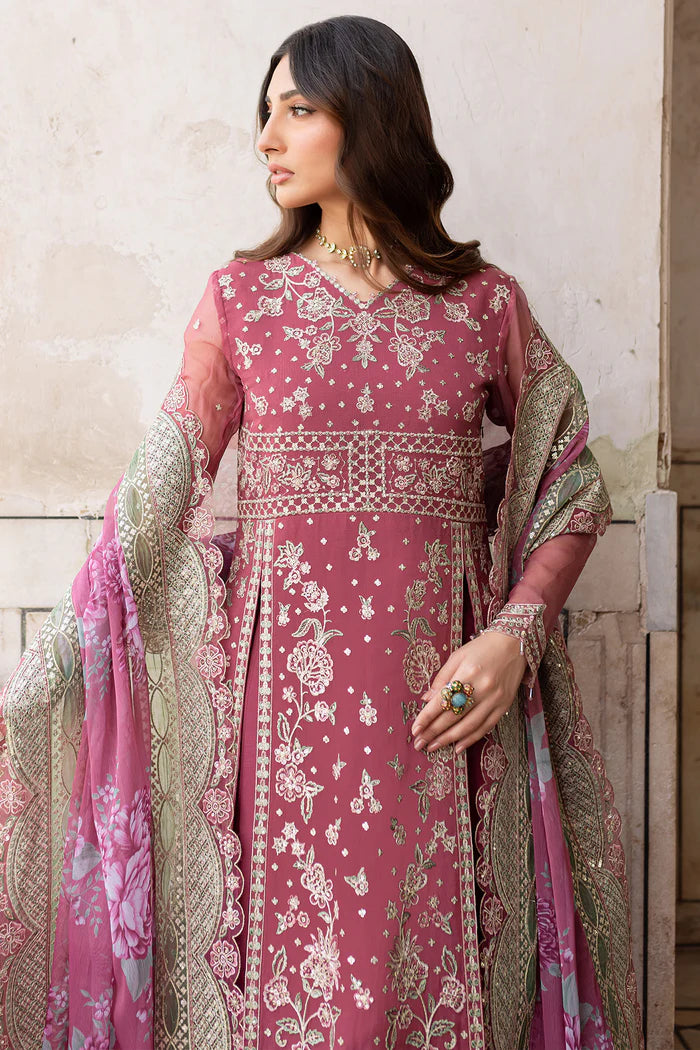 Farasha 3Pc Embroidered Chiffon Suit Regal Rose gulbuy.com