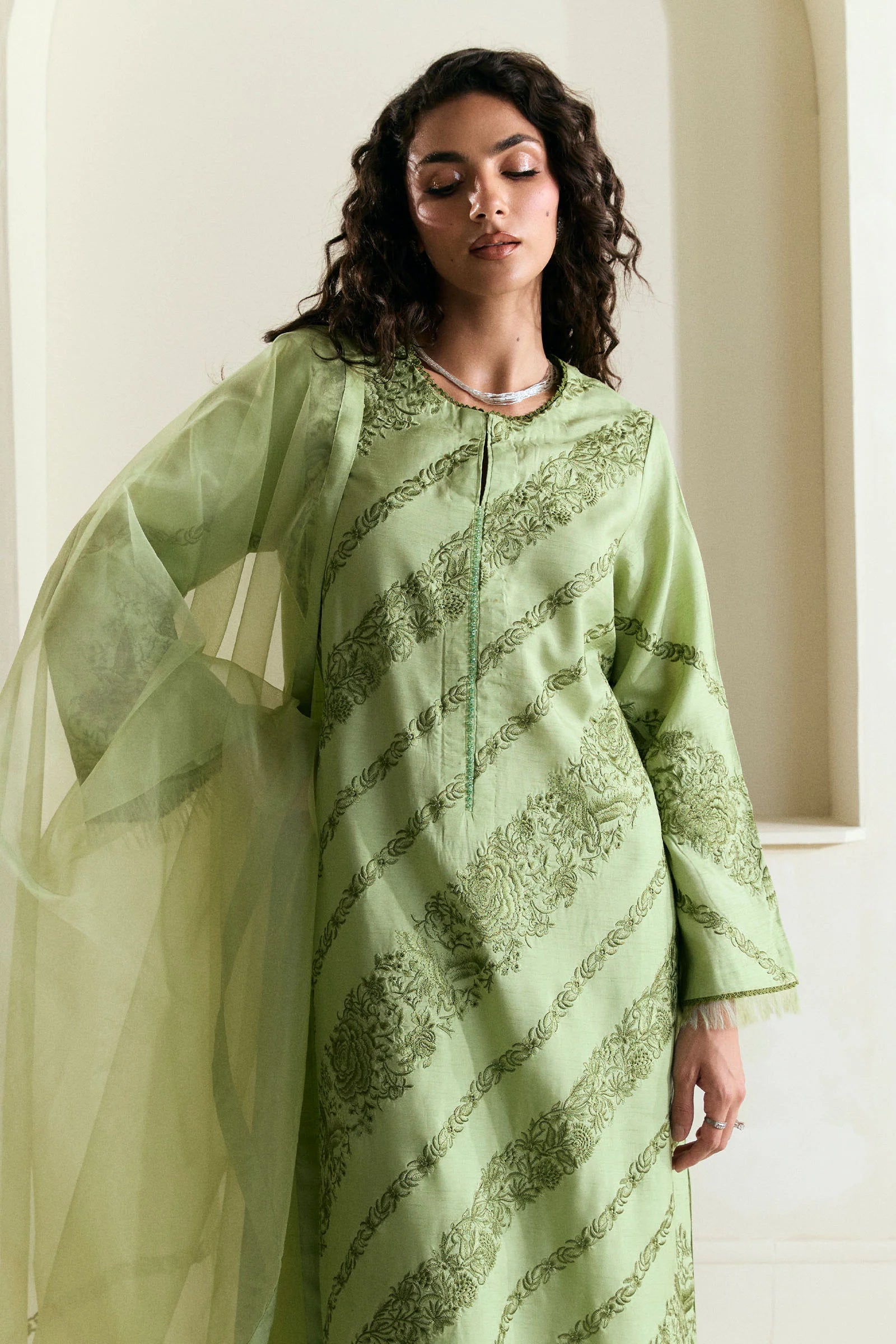 Zara Shahjahan 3Pc Embroidered Raw Silk Suit ZR25F0533 gulbuy.com
