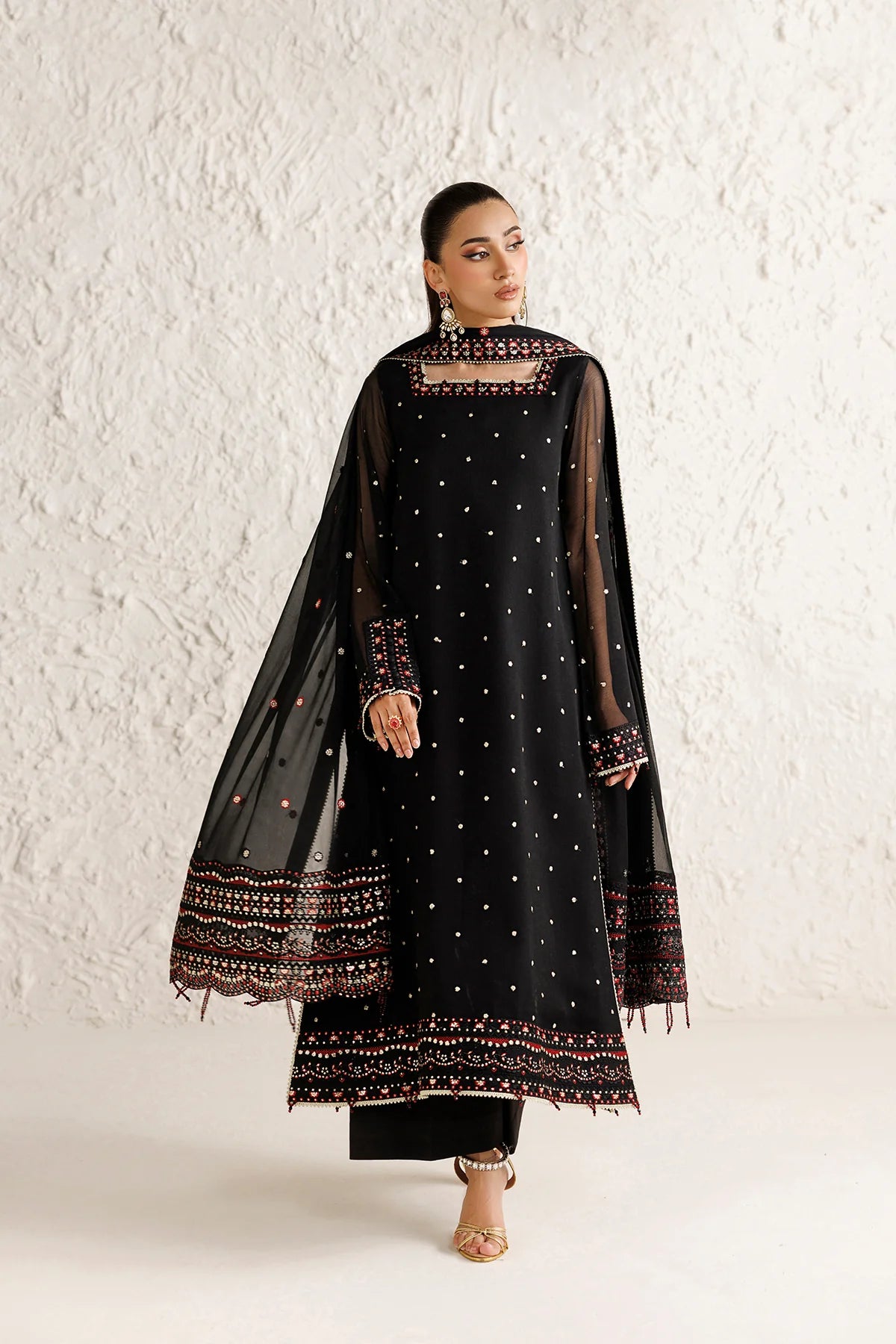 Farasha 3Pc Embroidered Chiffon Suit Ravenne
