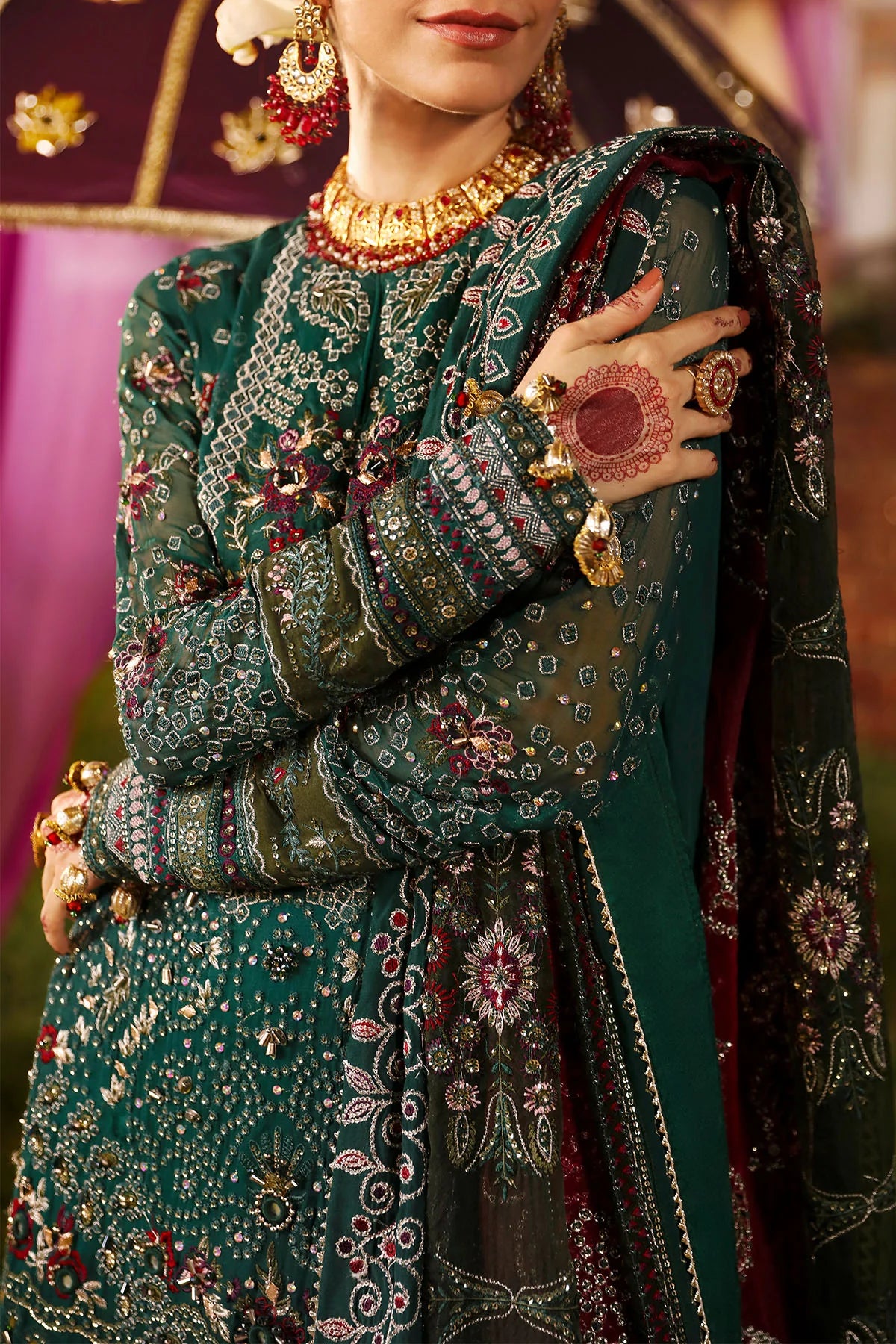 Nureh 3Pc Embroidered Chiffon Suit NL-68 SHADMANI gulbuy.com