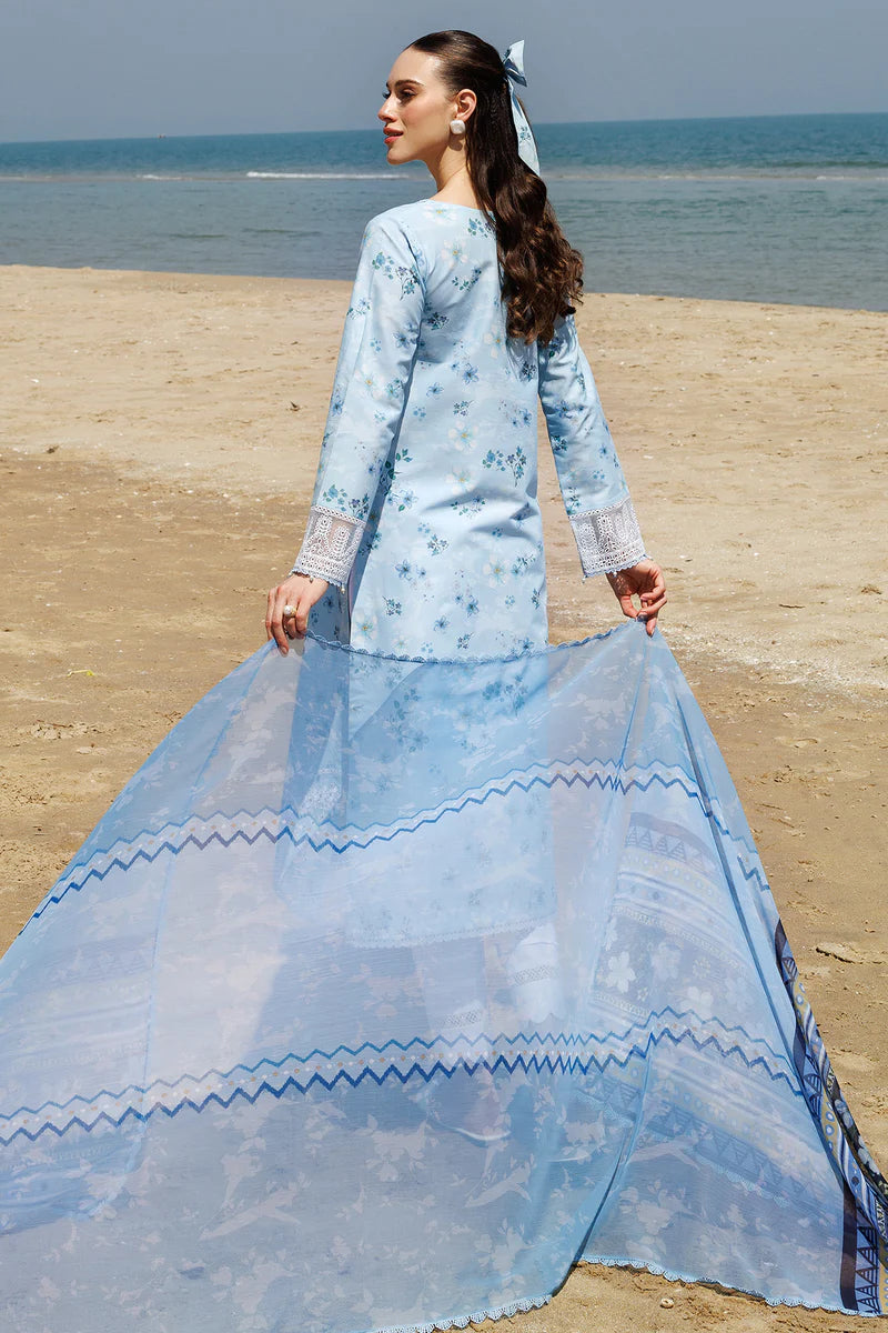 Farasha 3Pc Digital Printed Lawn Suit Moonlit Blue gulbuy.com