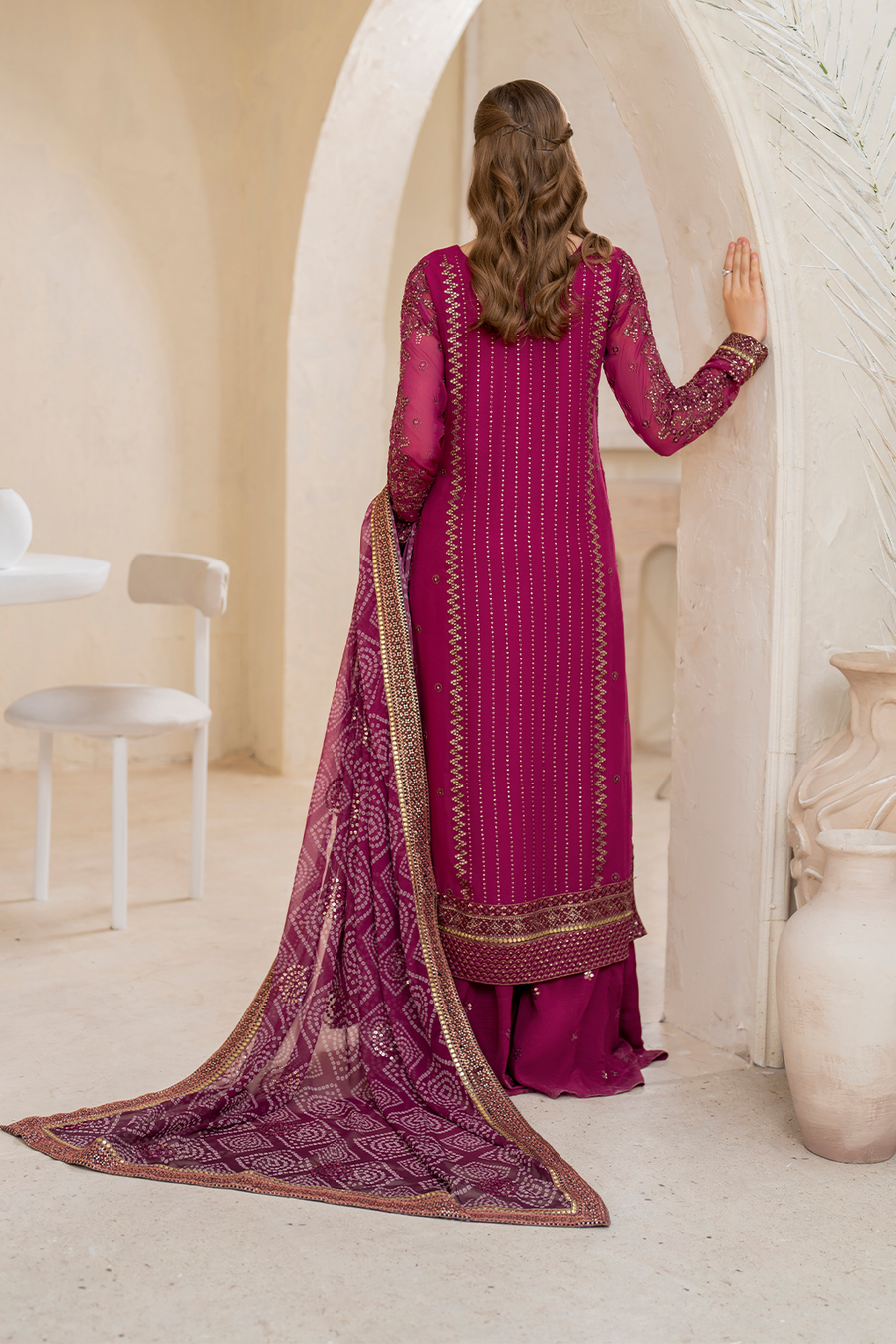 3 PIECE IZNIK EMBROIDERED CHIFFON SUIT (CC-45)