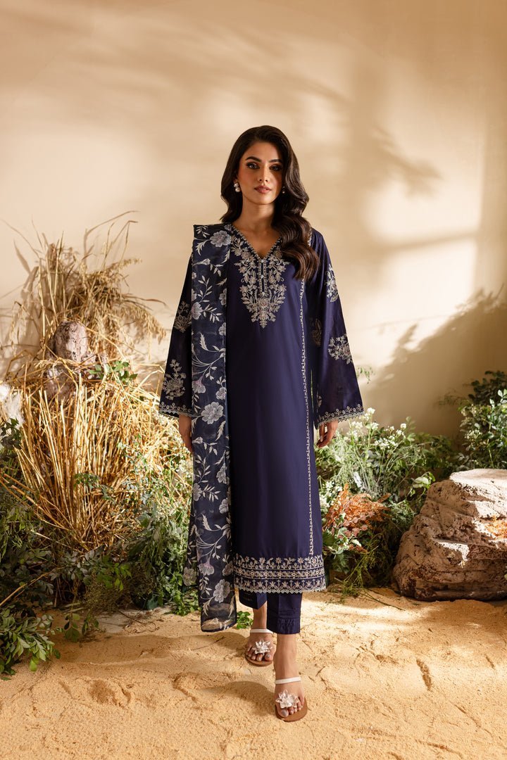 Batik 3Pc Embroidered Lawn Suit (Gloomy-3Pc)