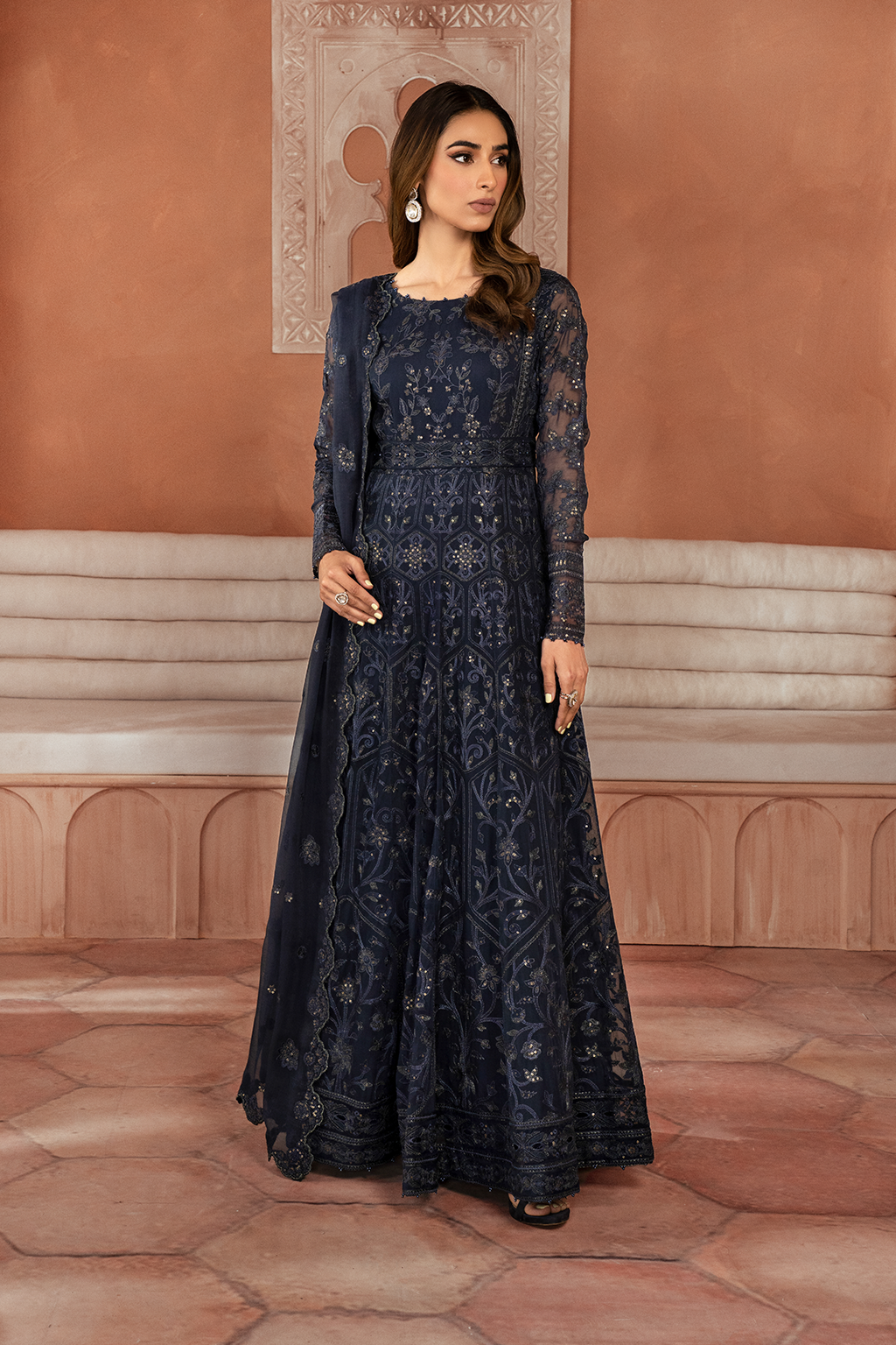 3 PIECE IZNIK EMBROIDERED CHIFFON SUIT (ICK-07)