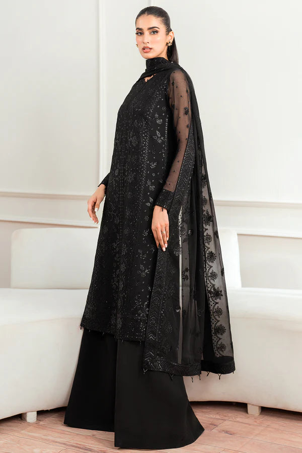 Farasha 3Pc Embroidered Chiffon Suit Dark Whisper gulbuy.com