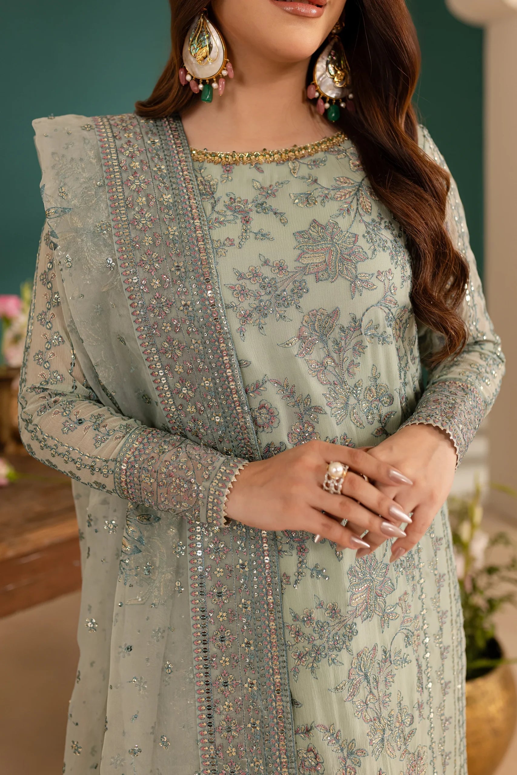 Batik 3Pc Embroidered Organza Suit Abyan gulbuy.com