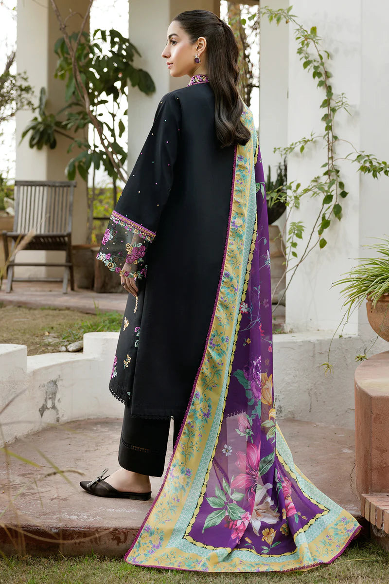 Farasha 3Pc Embroidered Lawn Suit Raven Dusk gulbuy.com
