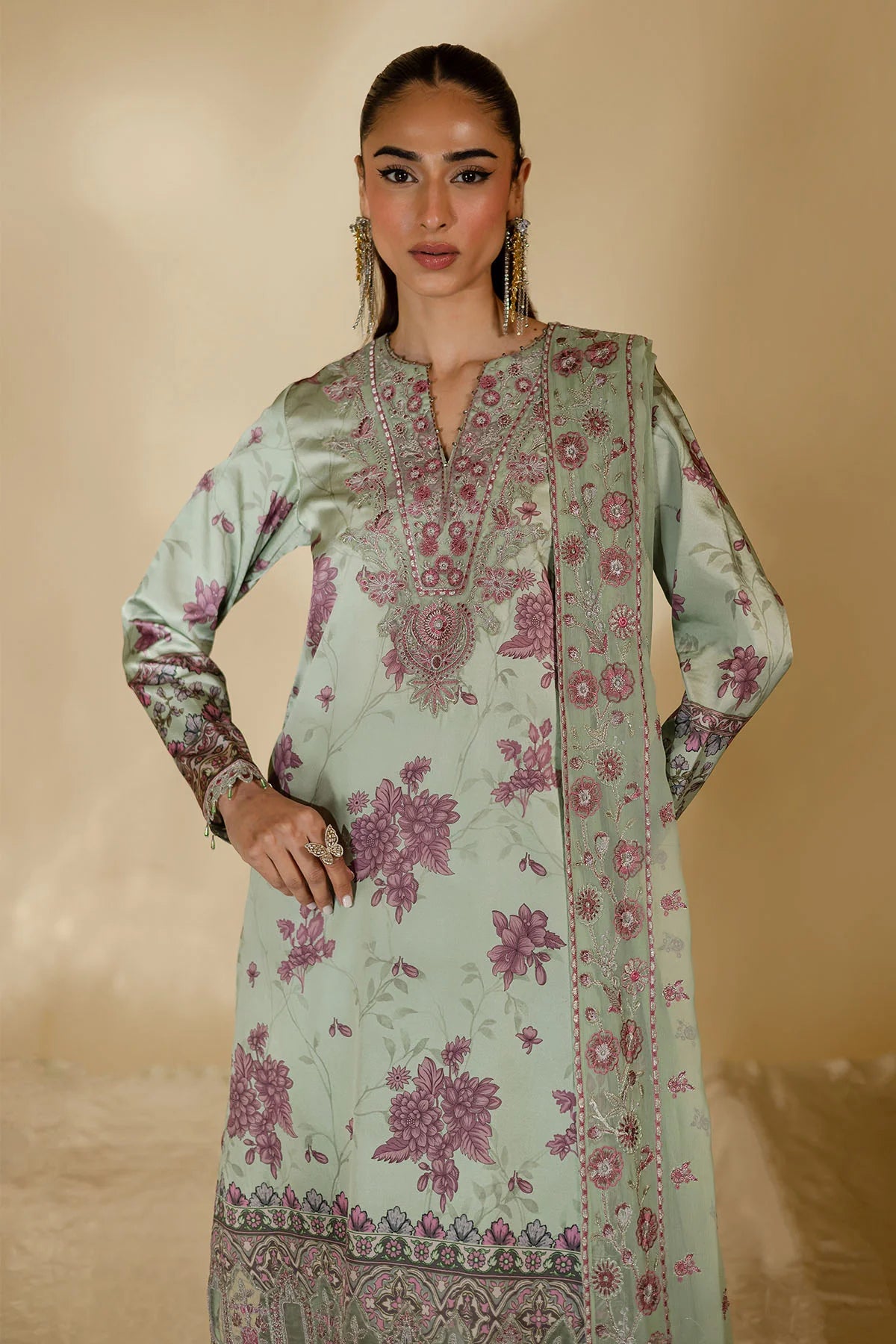 Nureh 3Pc Embroidered Silk Suit S-25 gulbuy.com