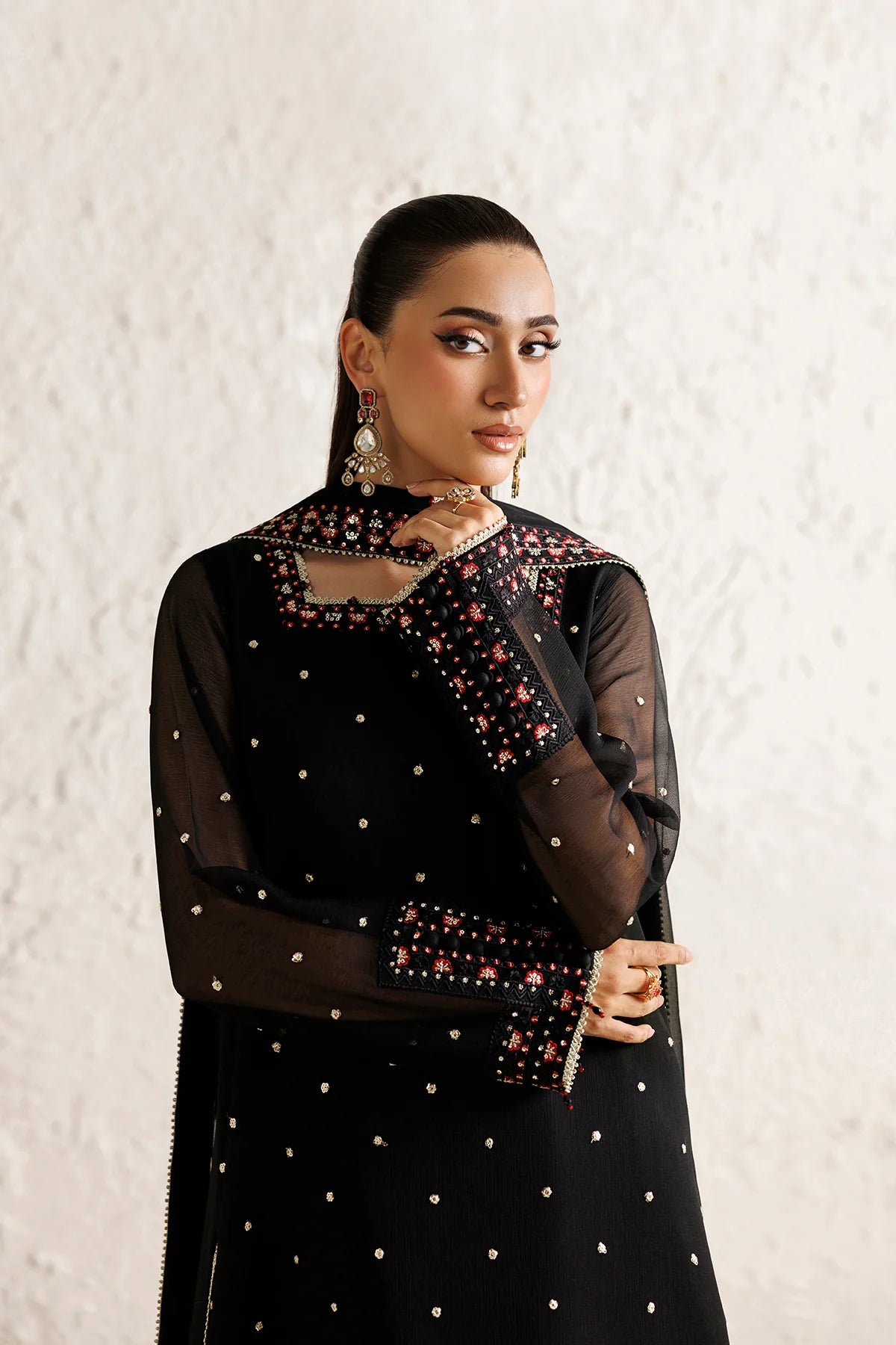 Farasha 3Pc Embroidered Chiffon Suit Ravenne