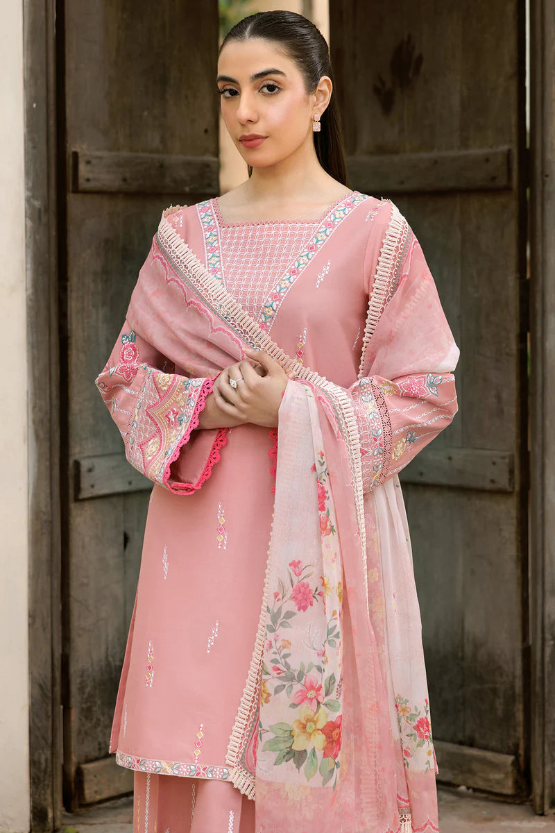 Farasha 3Pc Embroidered Lawn Suit Whisper Pink gulbuy.com