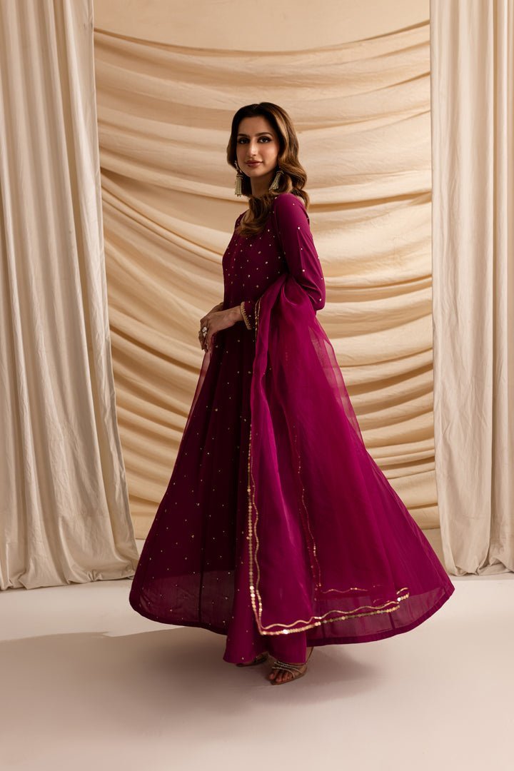 Batik 3Pc Organza Suit (Magenta-Fleur-3Pc)
