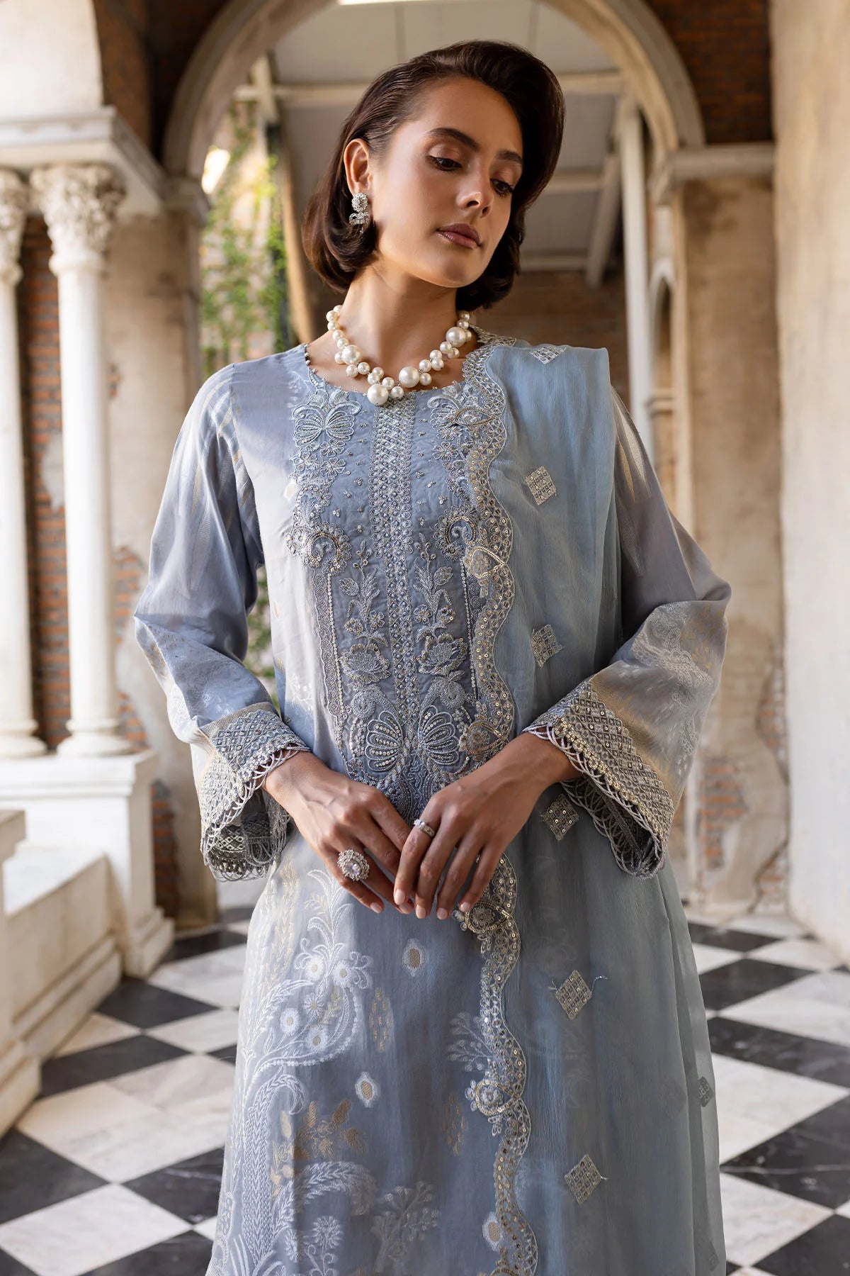 Nureh 3Pc Embroidered Jacquard Lawn Suit NE-154 gulbuy.com