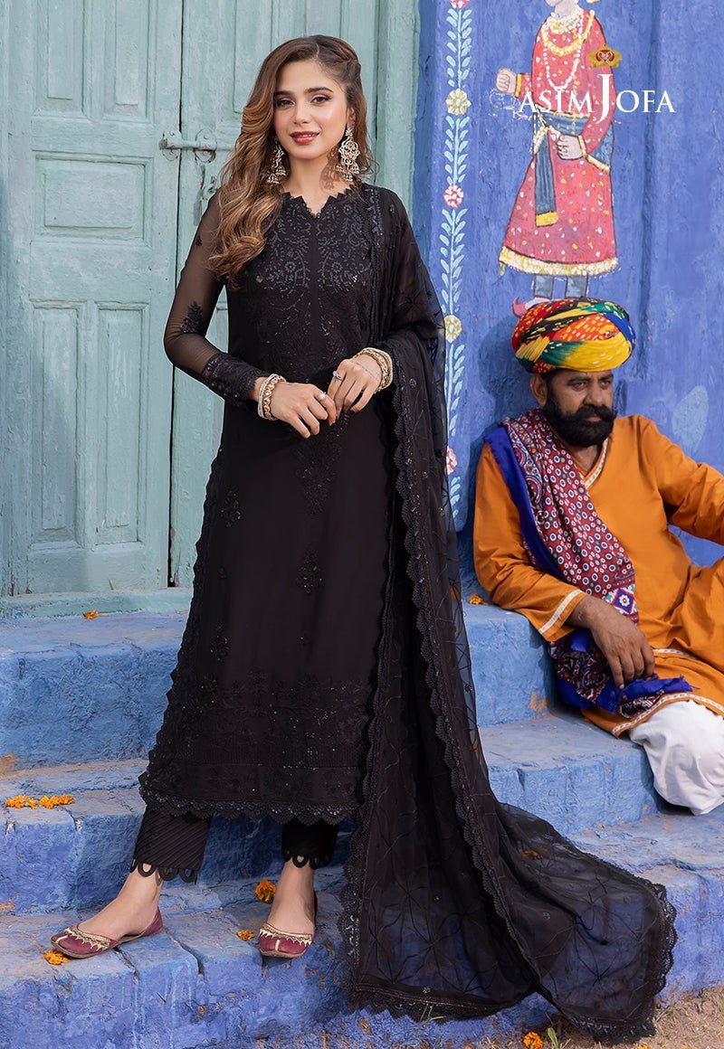 ASIM JOFA 3 PIECE EMBROIDERED CHIFFON SUIT (AJAB-04)
