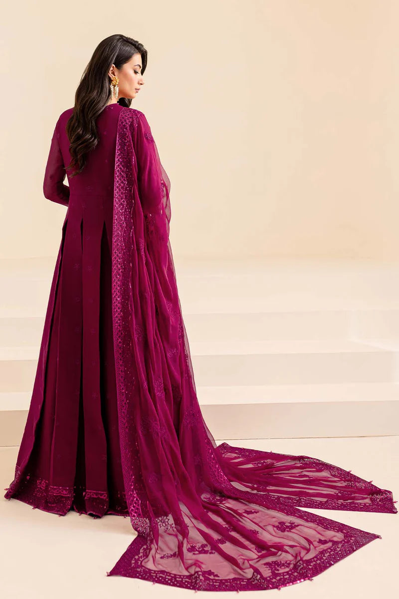 Farasha 3Pc Embroidered Chiffon Suit Mystic Mauve gulbuy.com