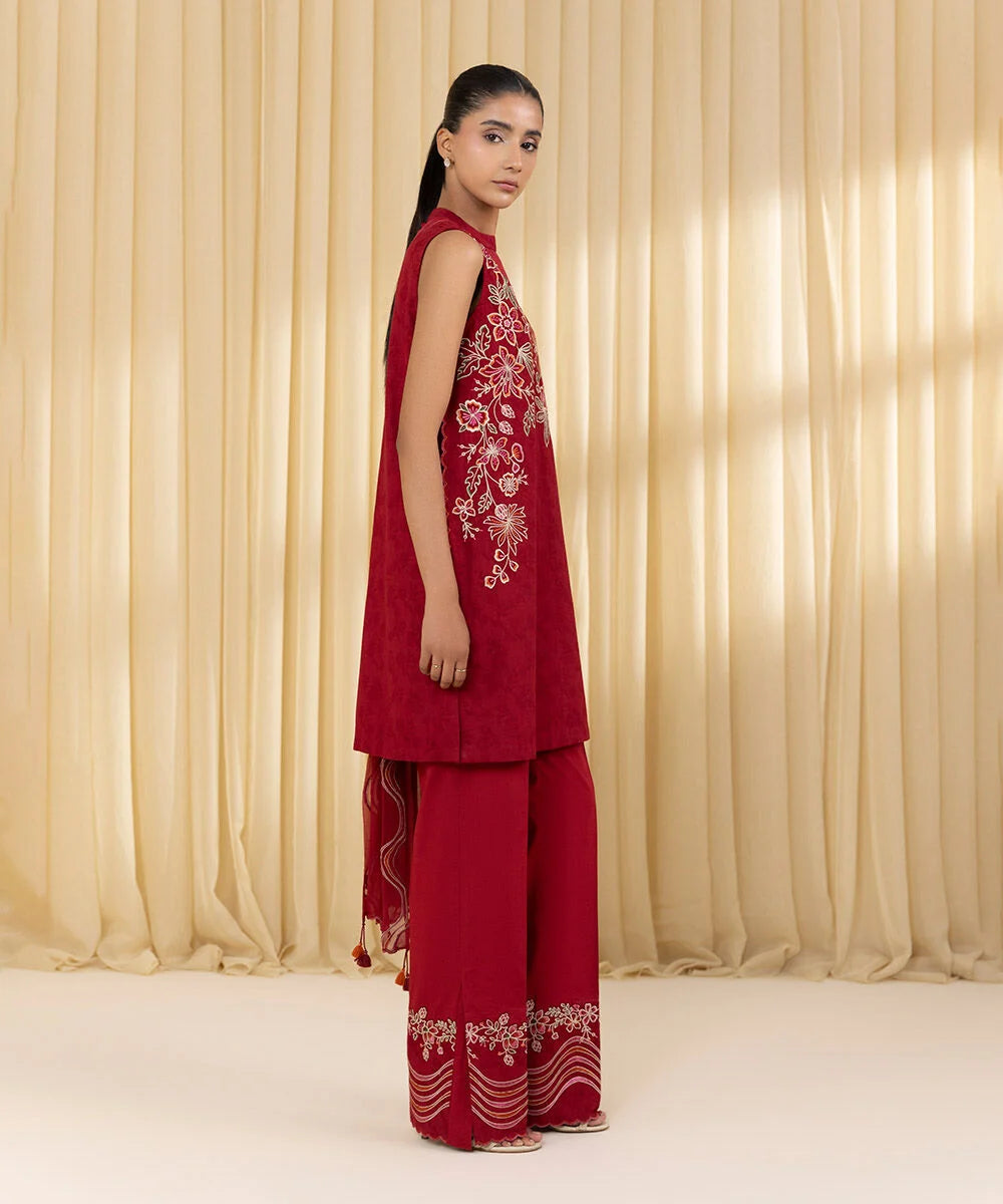 Sapphire 3Pc Embroidered Jacquard Suit U3PEST25V313 gulbuy.com