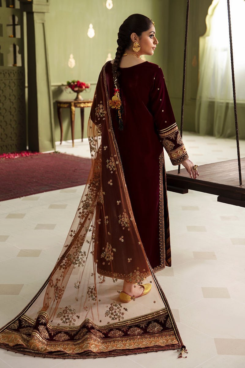 BAROQUE 3PC EMBROIDERED VELVET SUIT (BQU-UF-D466) gulbuy.com