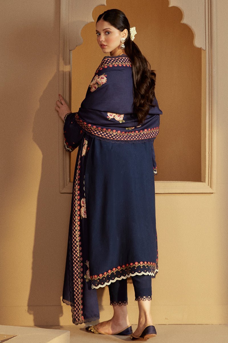 CROSS STITCH 3PC EMBROIDERED MARINA SUIT-SAPPHIRE BLISS gulbuy.com