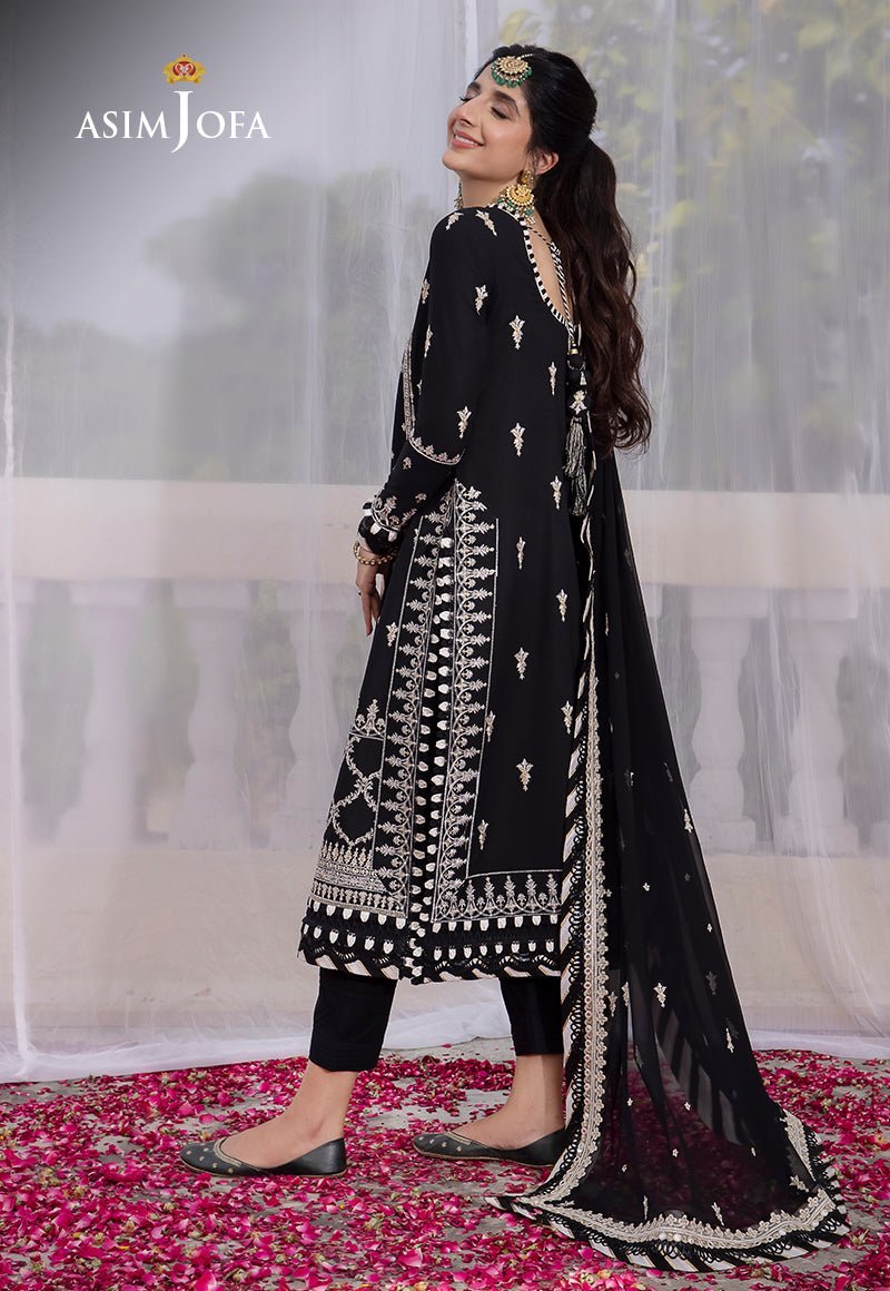 ASIM JOFA 3 PIECE EMBROIDERED LAWN SILK SUIT (AJAB-01)