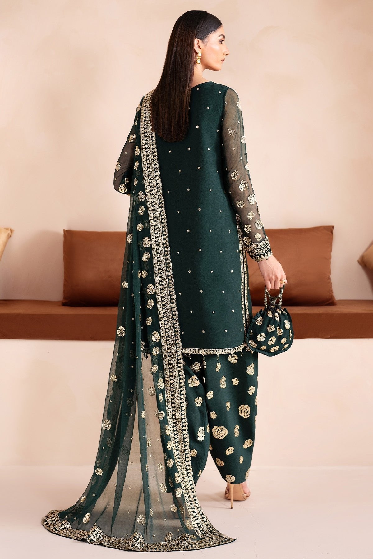 Farasha 3Pc Embroidered Chiffon Suit Vogue gulbuy.com