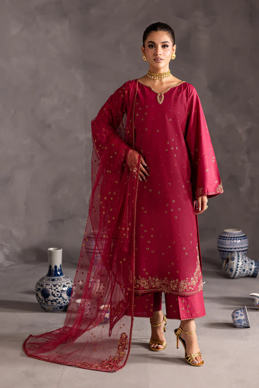 Batik 3Pc Embroidered Cotton Suit Nimbus XL gulbuy.com