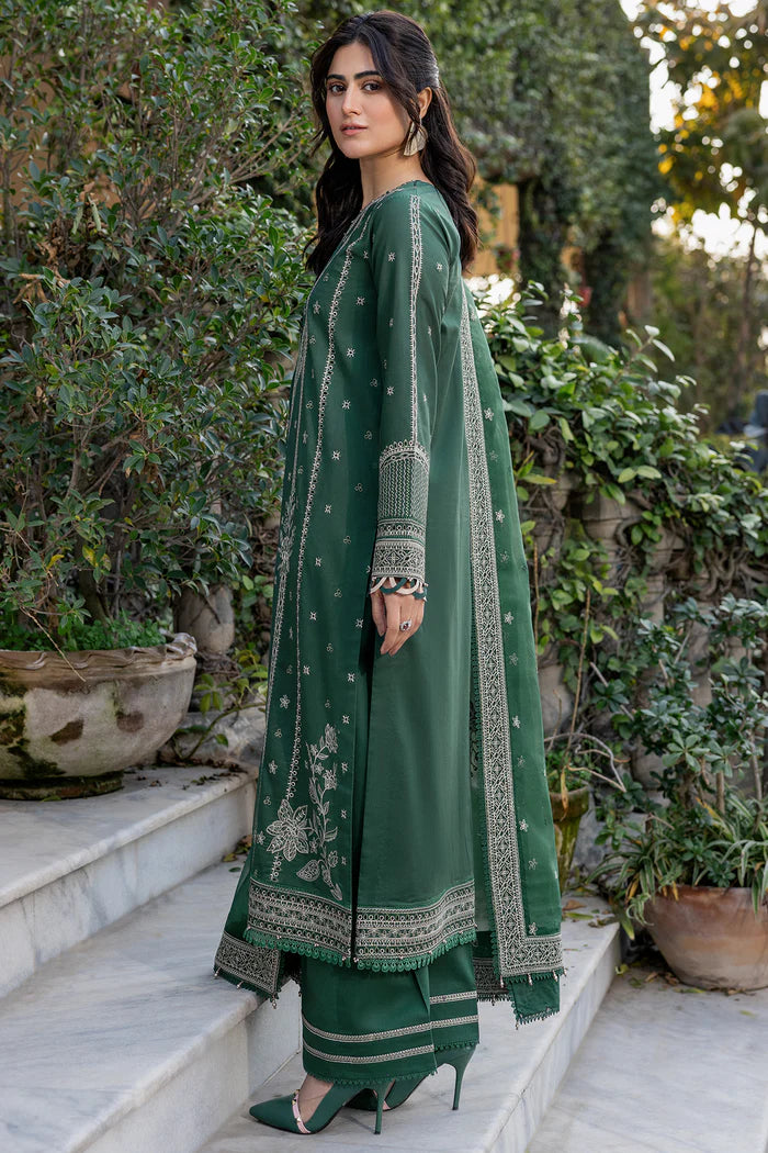 Farasha 3Pc Embroidered Lawn Suit Emerlad Eve gulbuy.com